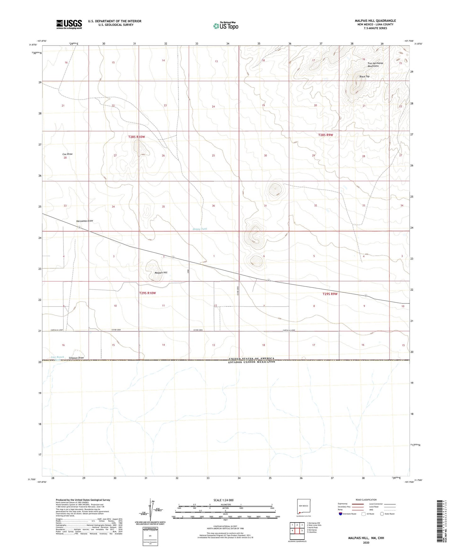 Malpais Hill New Mexico US Topo Map Image