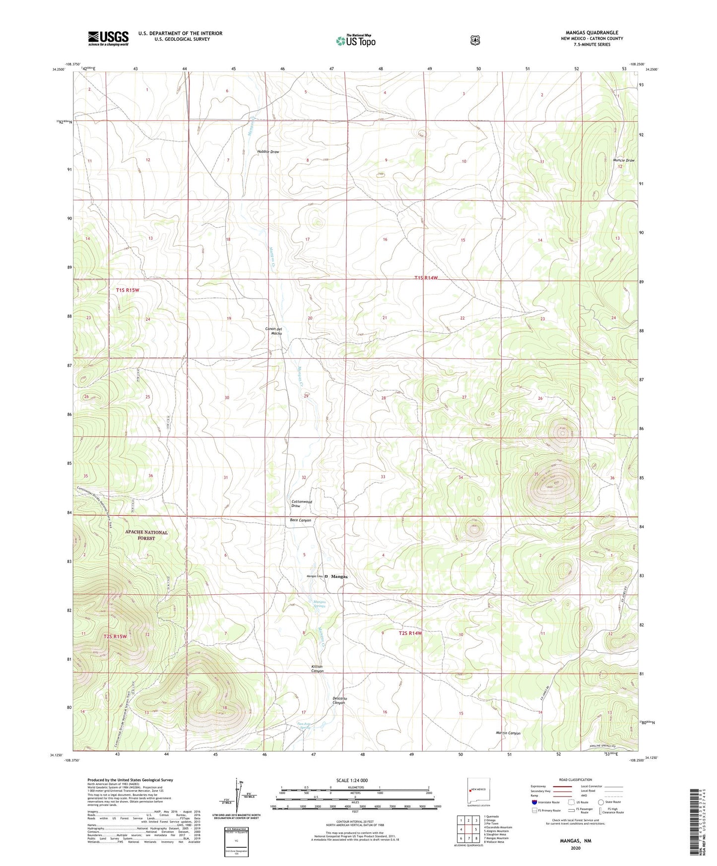 Mangas New Mexico US Topo Map Image
