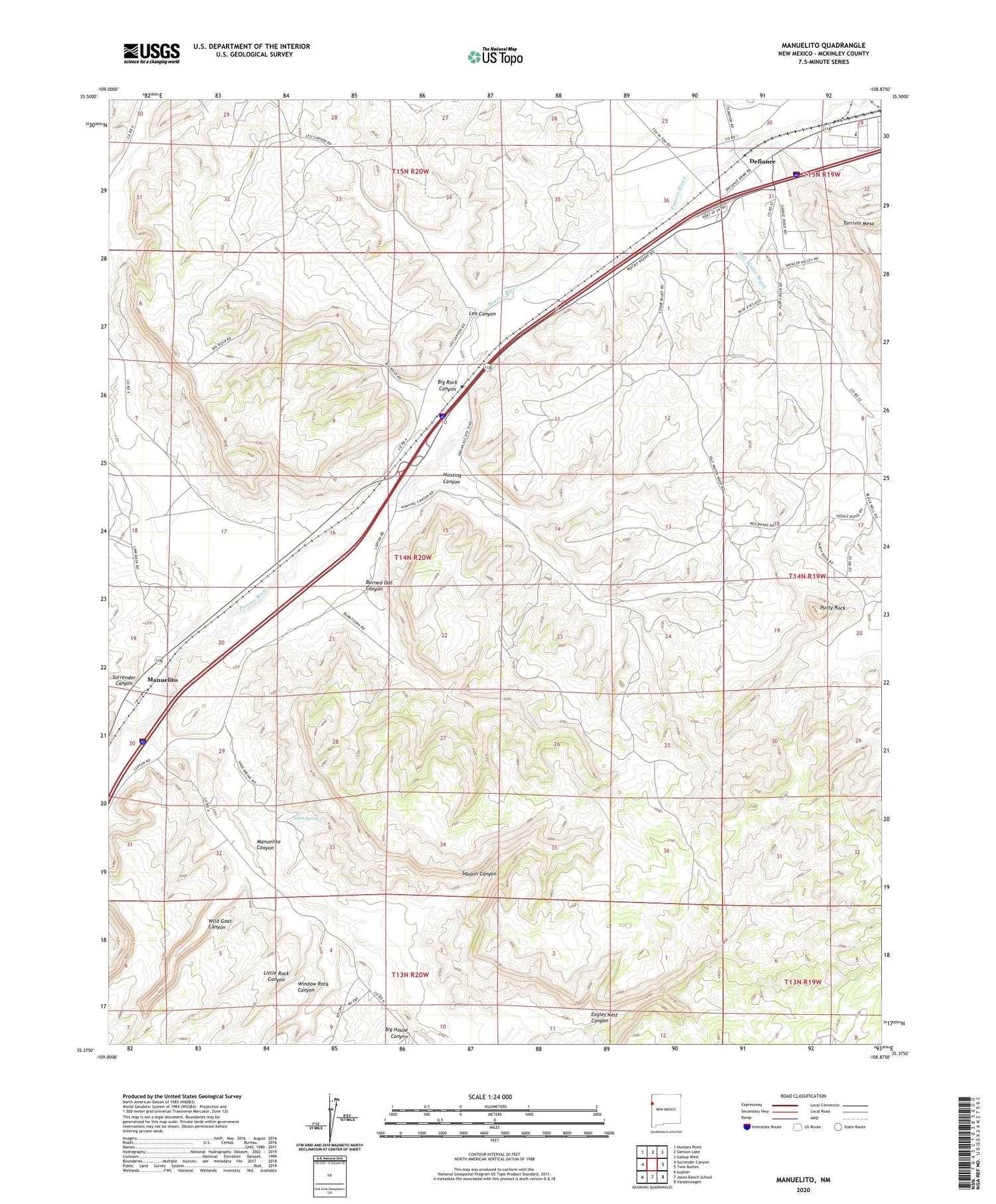 Manuelito New Mexico US Topo Map Image
