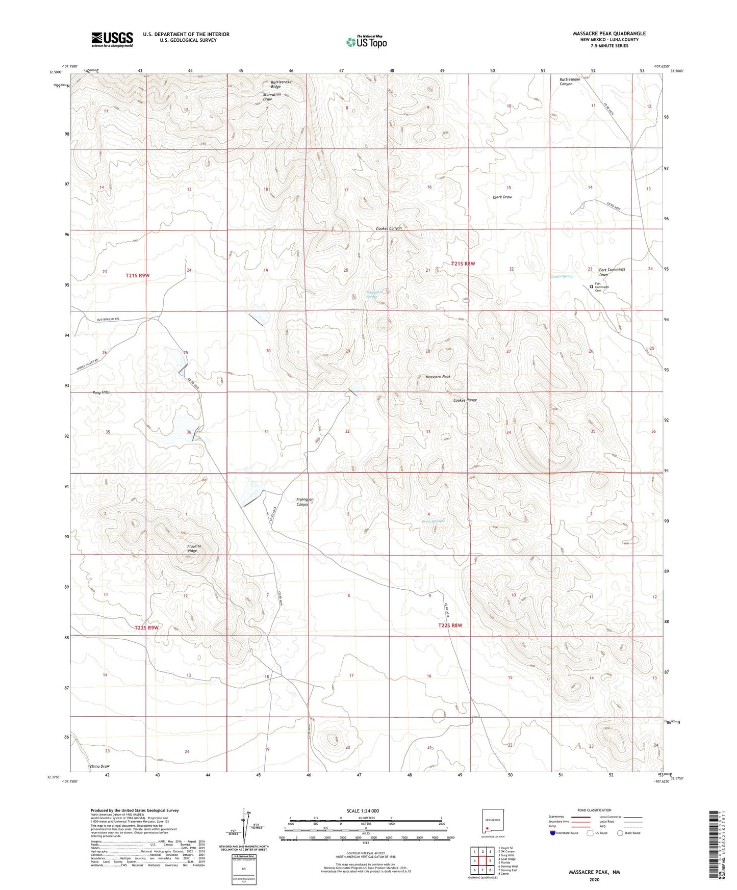 Massacre Peak New Mexico US Topo Map Image