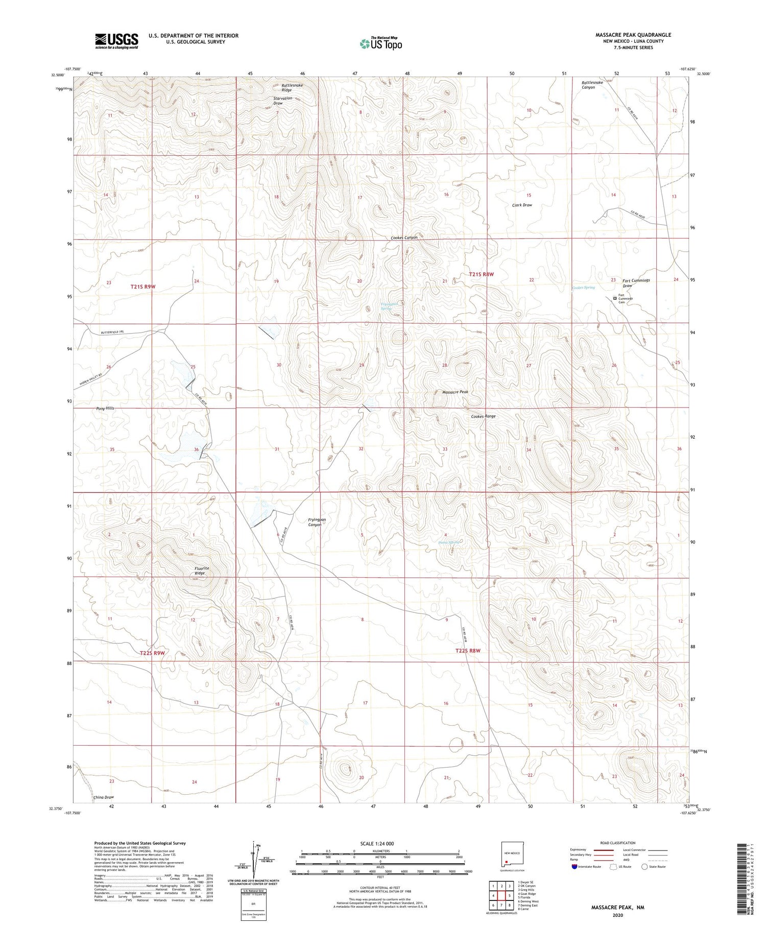 Massacre Peak New Mexico US Topo Map Image