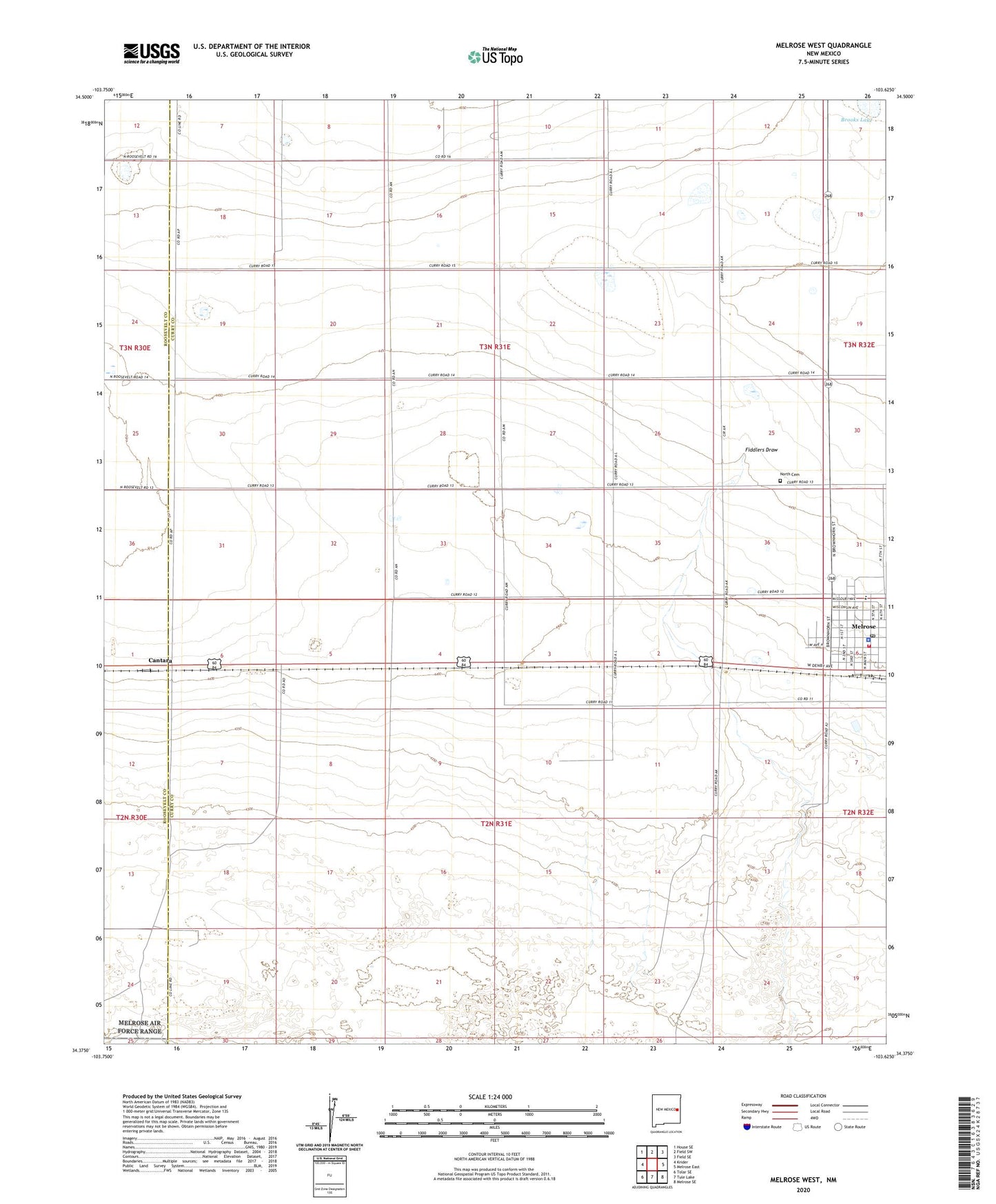 Melrose West New Mexico US Topo Map Image