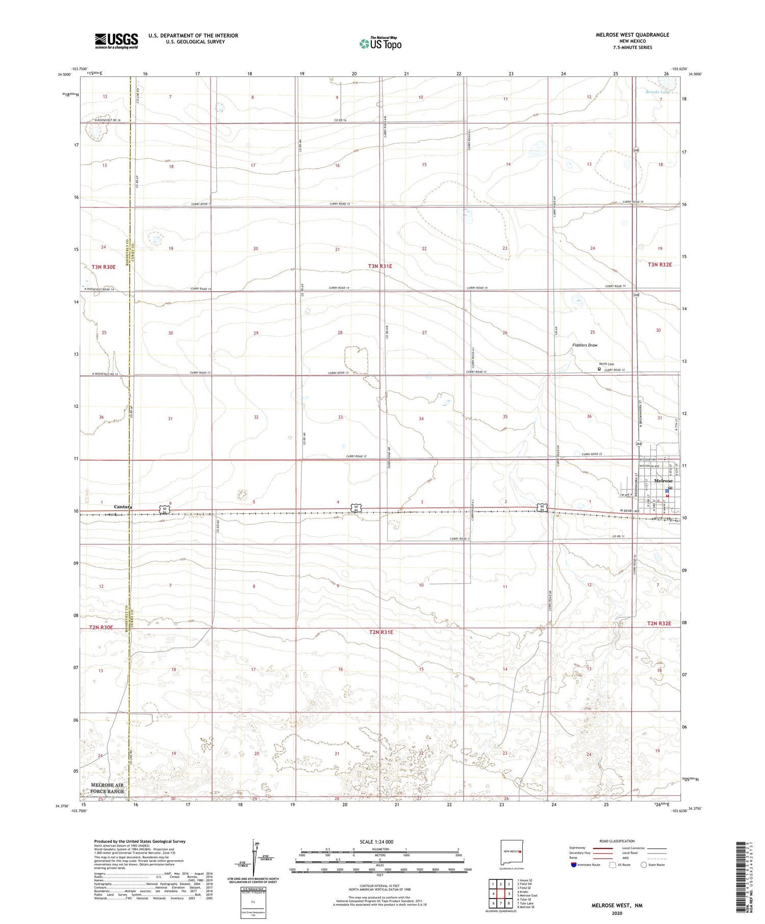 Melrose West New Mexico US Topo Map Image
