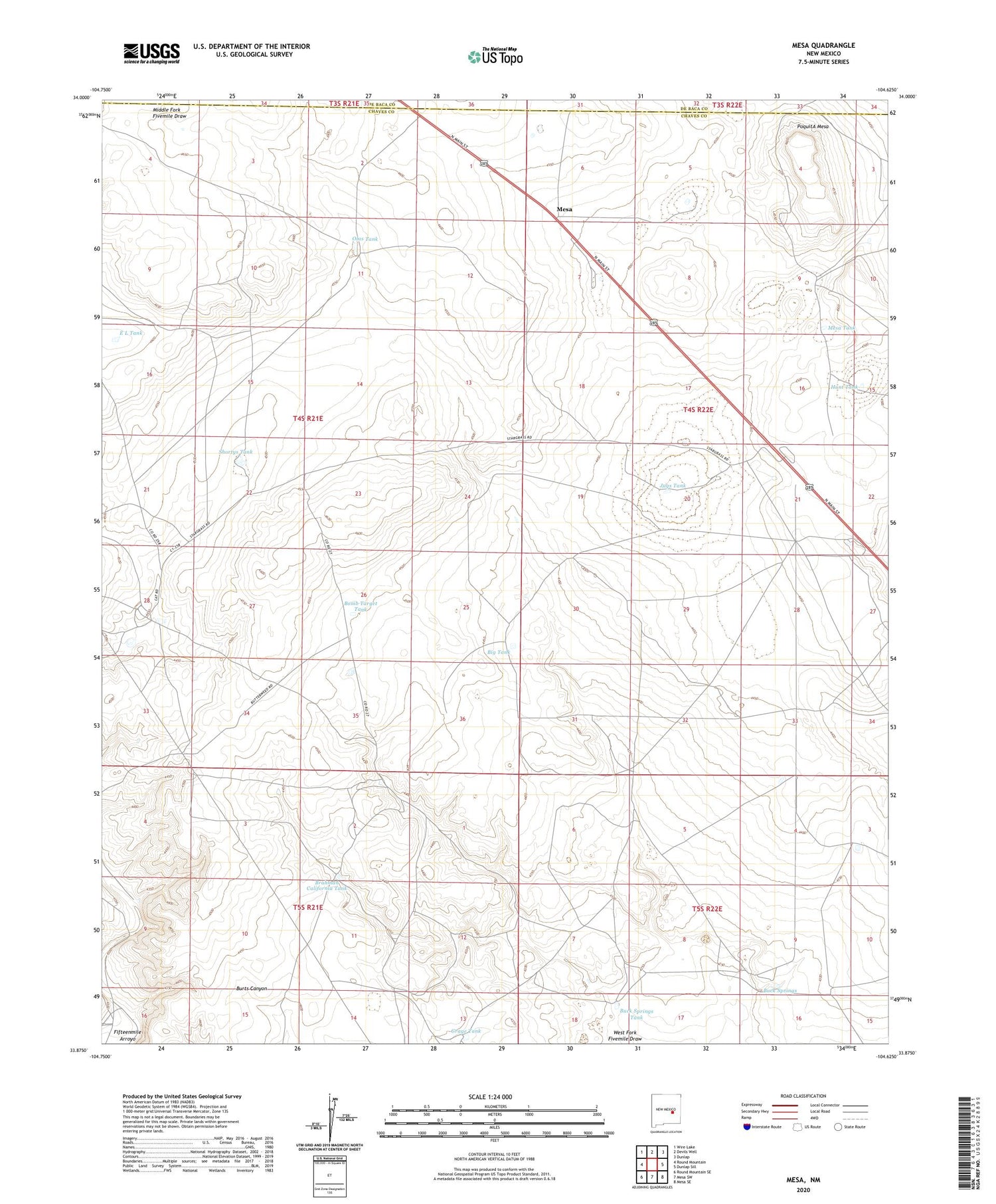 Mesa New Mexico US Topo Map Image