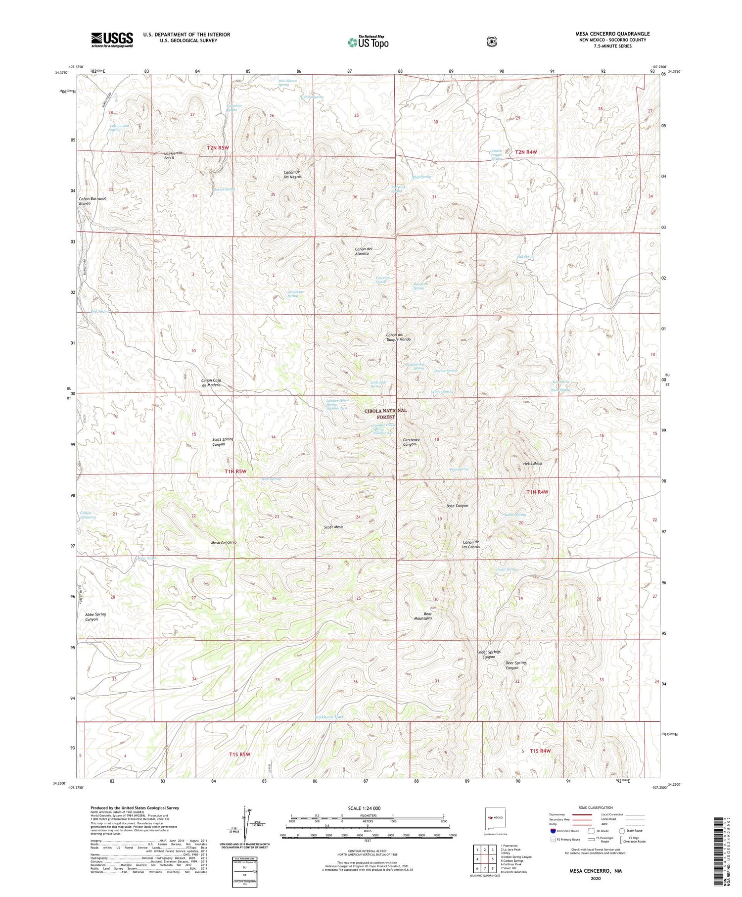 Mesa Cencerro New Mexico US Topo Map Image