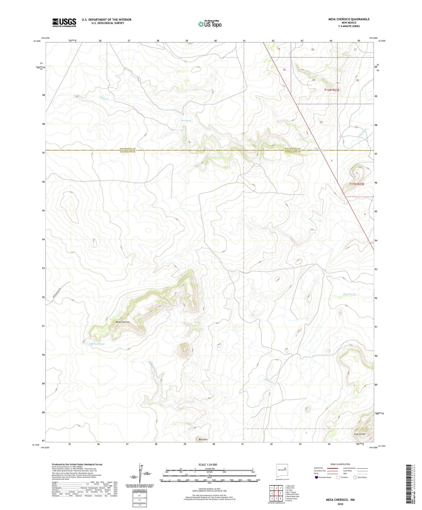 Mesa Cherisco New Mexico US Topo Map Image