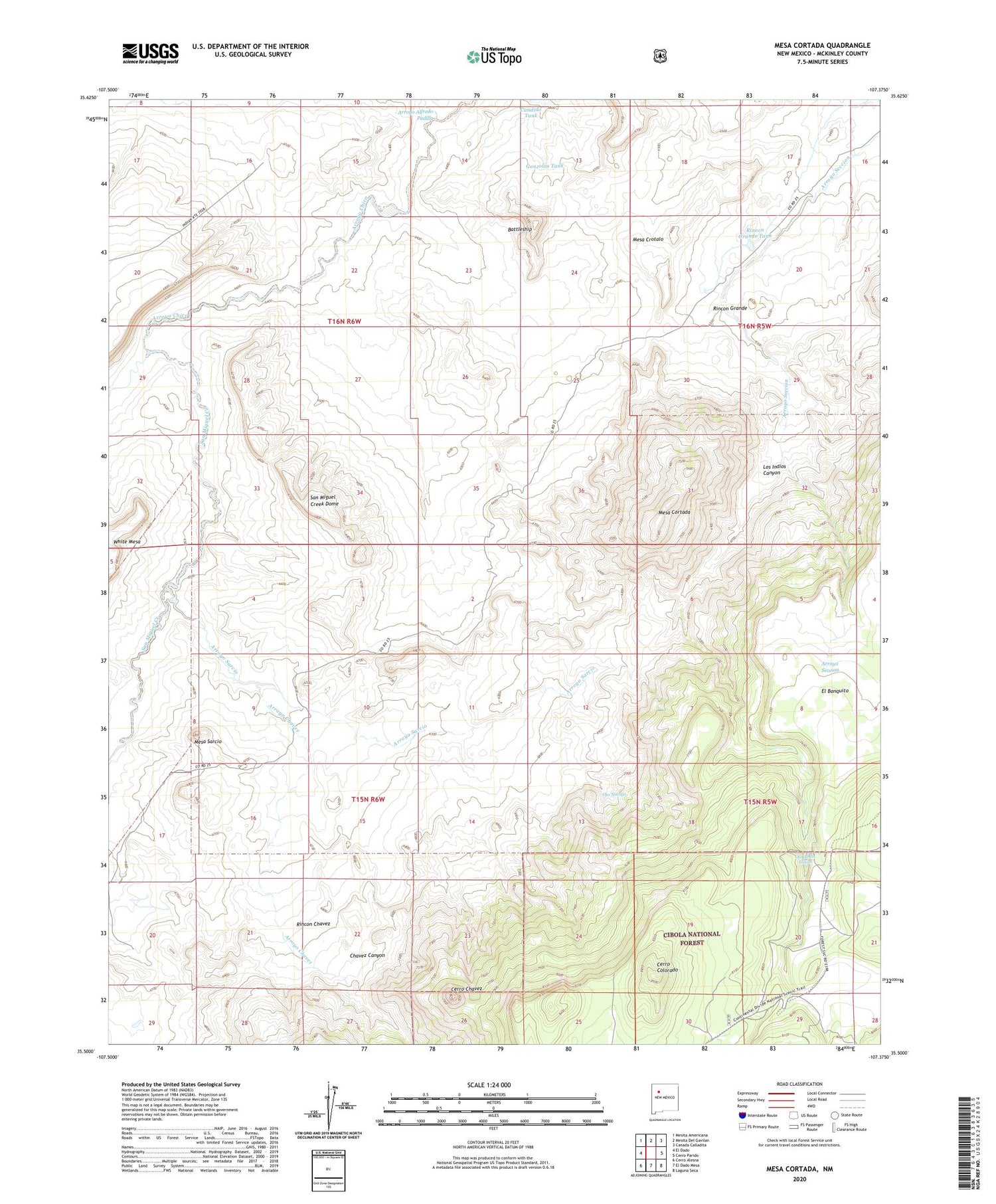 Mesa Cortada New Mexico US Topo Map Image