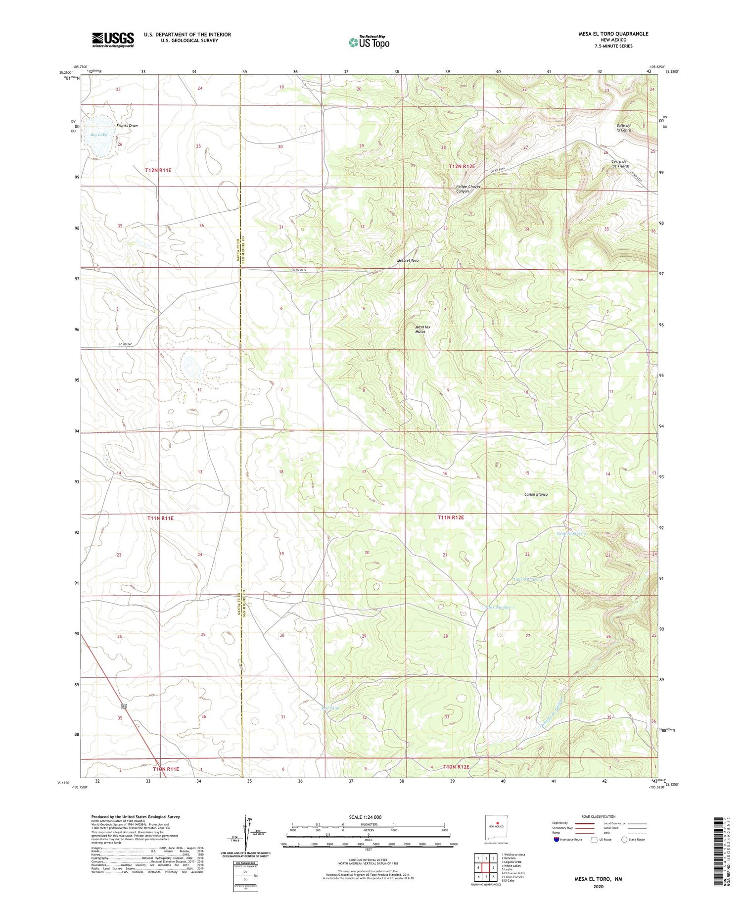 Mesa El Toro New Mexico US Topo Map Image