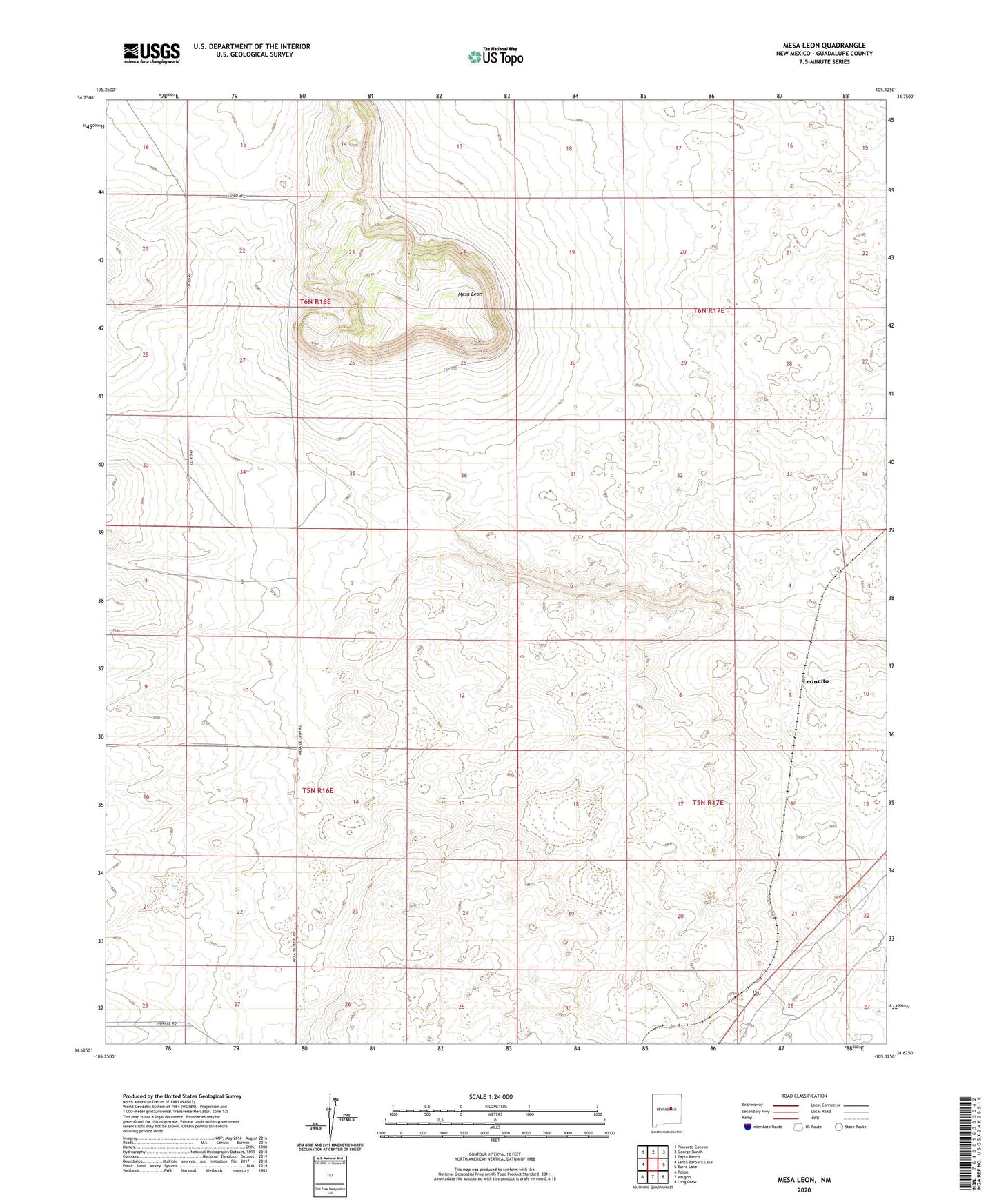 Mesa Leon New Mexico US Topo Map Image