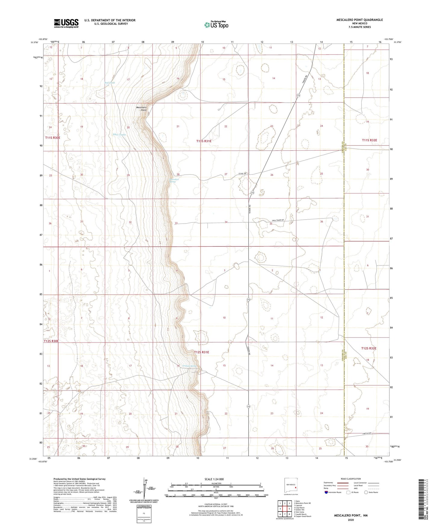 Mescalero Point New Mexico US Topo Map Image