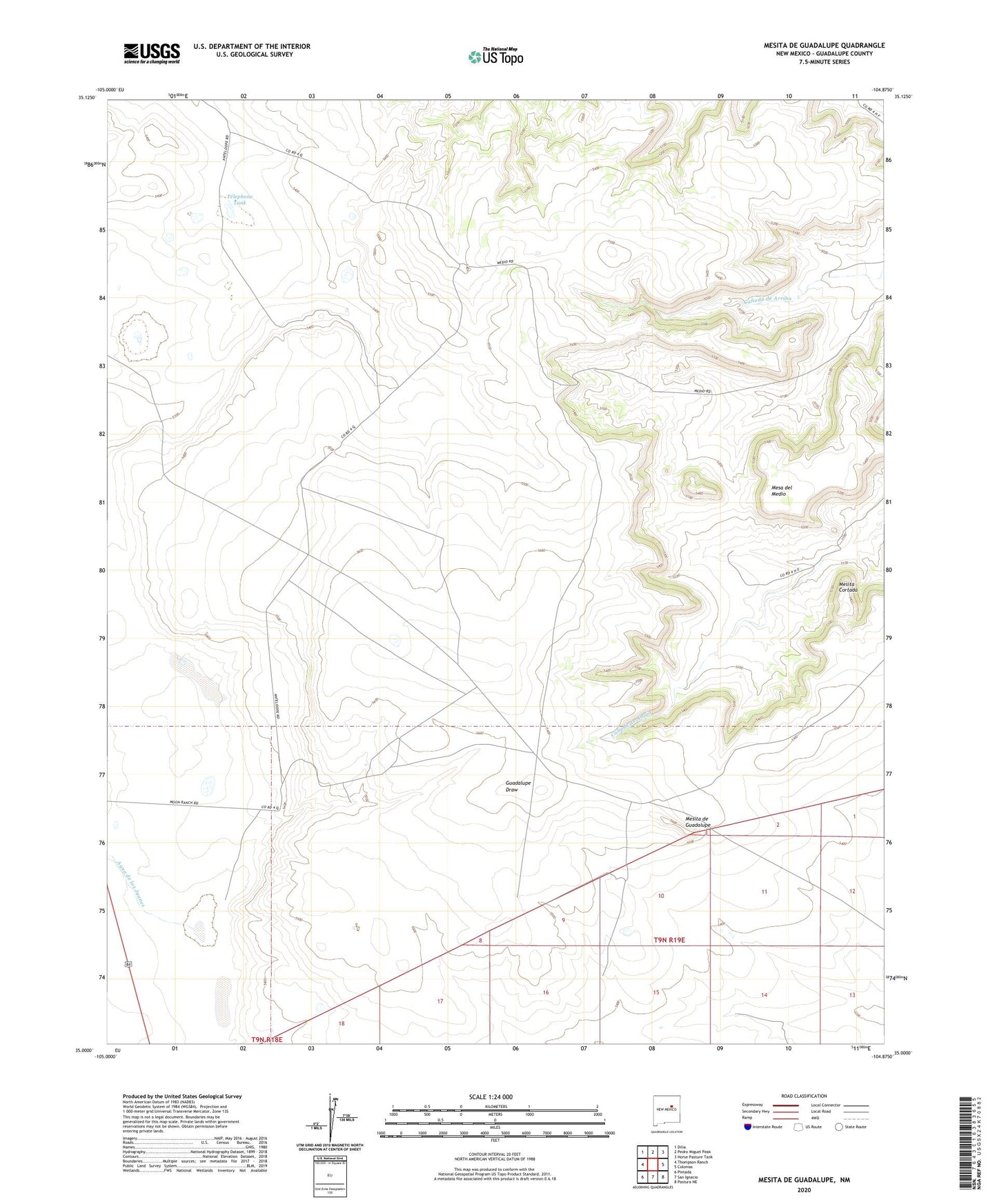 Mesita De Guadalupe New Mexico US Topo Map Image