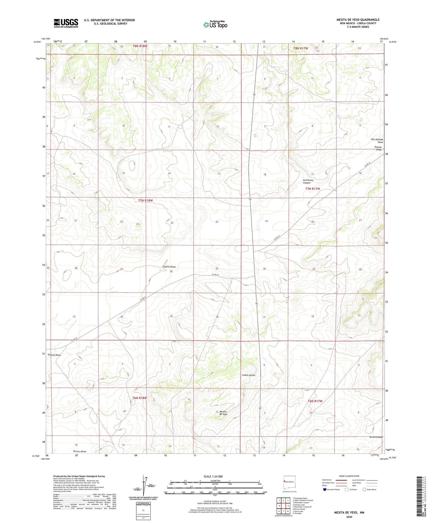Mesita De Yeso New Mexico US Topo Map Image