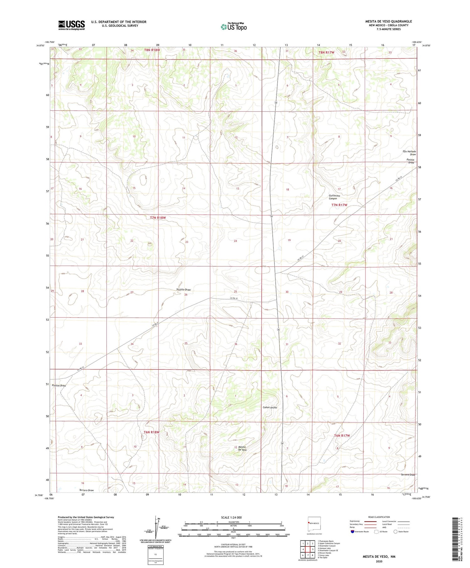 Mesita De Yeso New Mexico US Topo Map Image