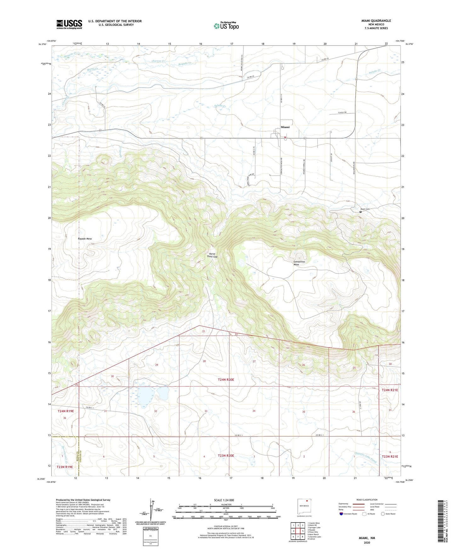 Miami New Mexico US Topo Map Image