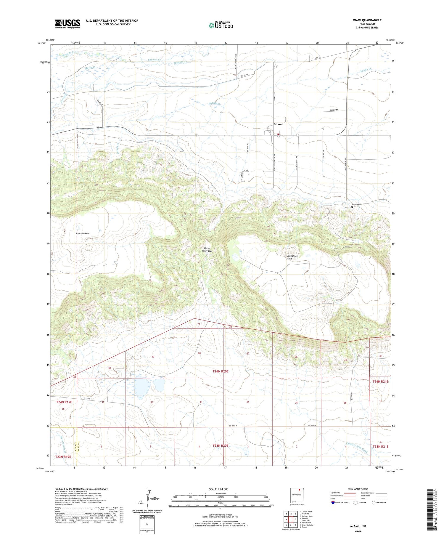 Miami New Mexico US Topo Map Image