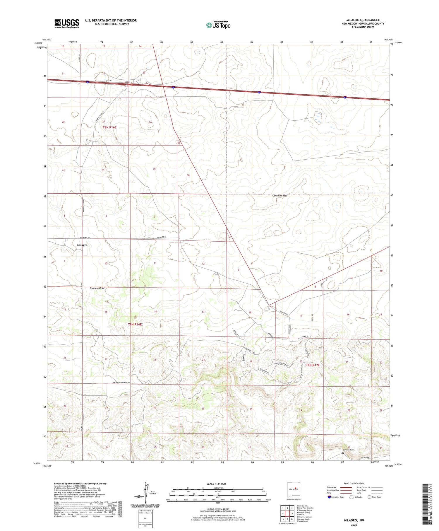 Milagro New Mexico US Topo Map Image