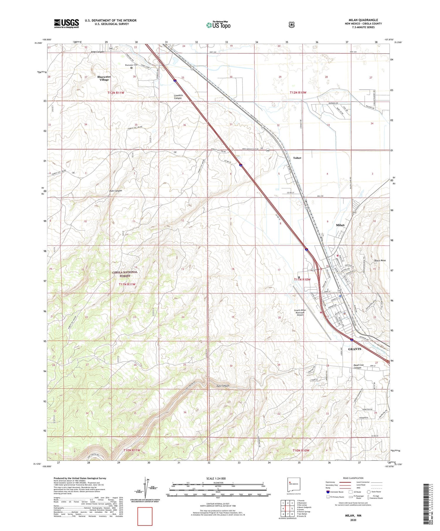 Milan New Mexico US Topo Map Image