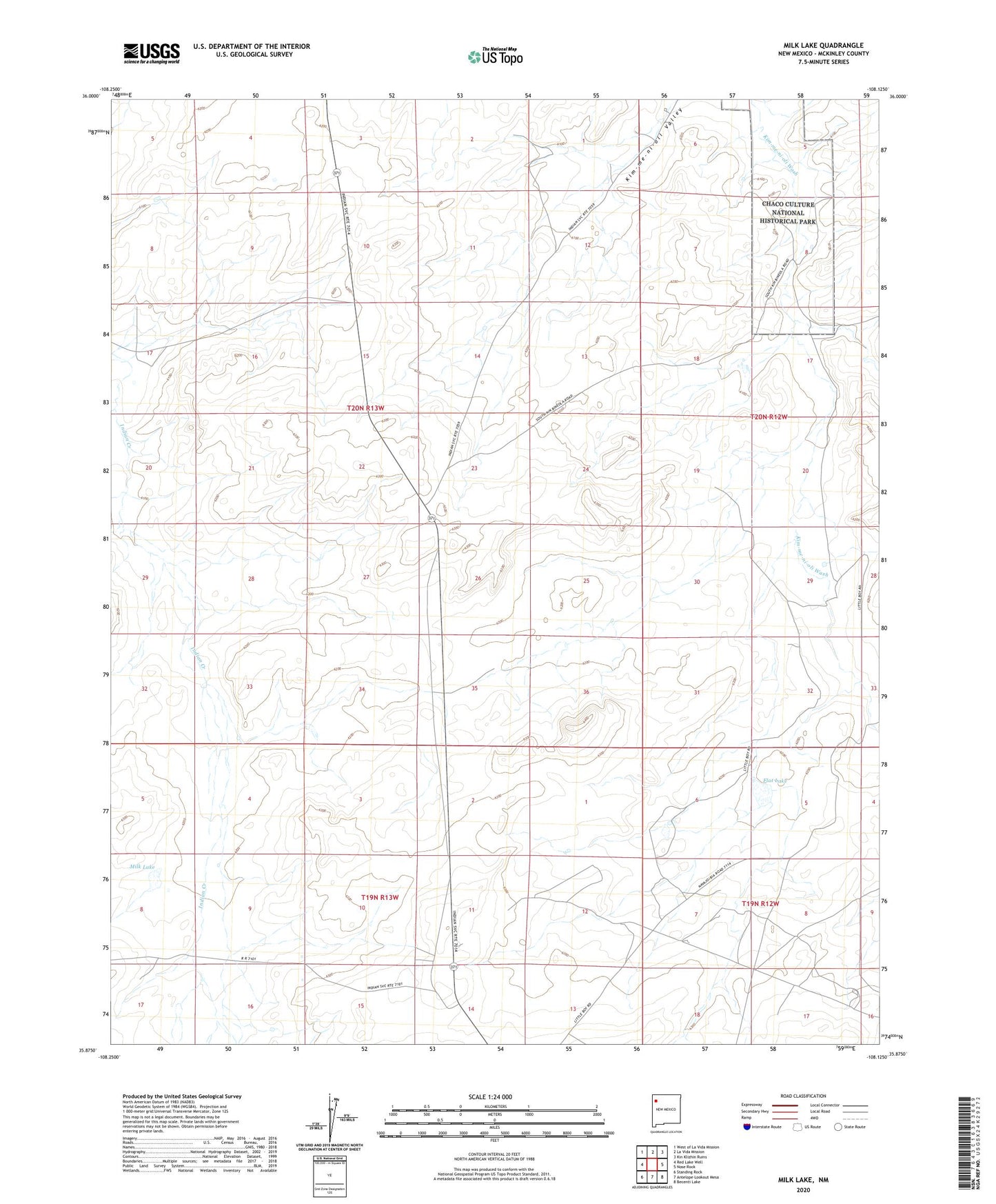 Milk Lake New Mexico US Topo Map Image
