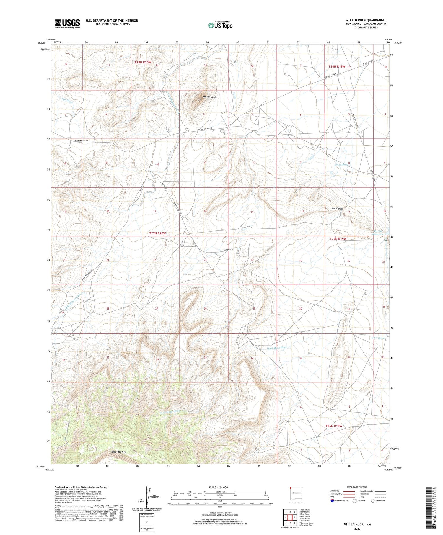 Mitten Rock New Mexico US Topo Map Image