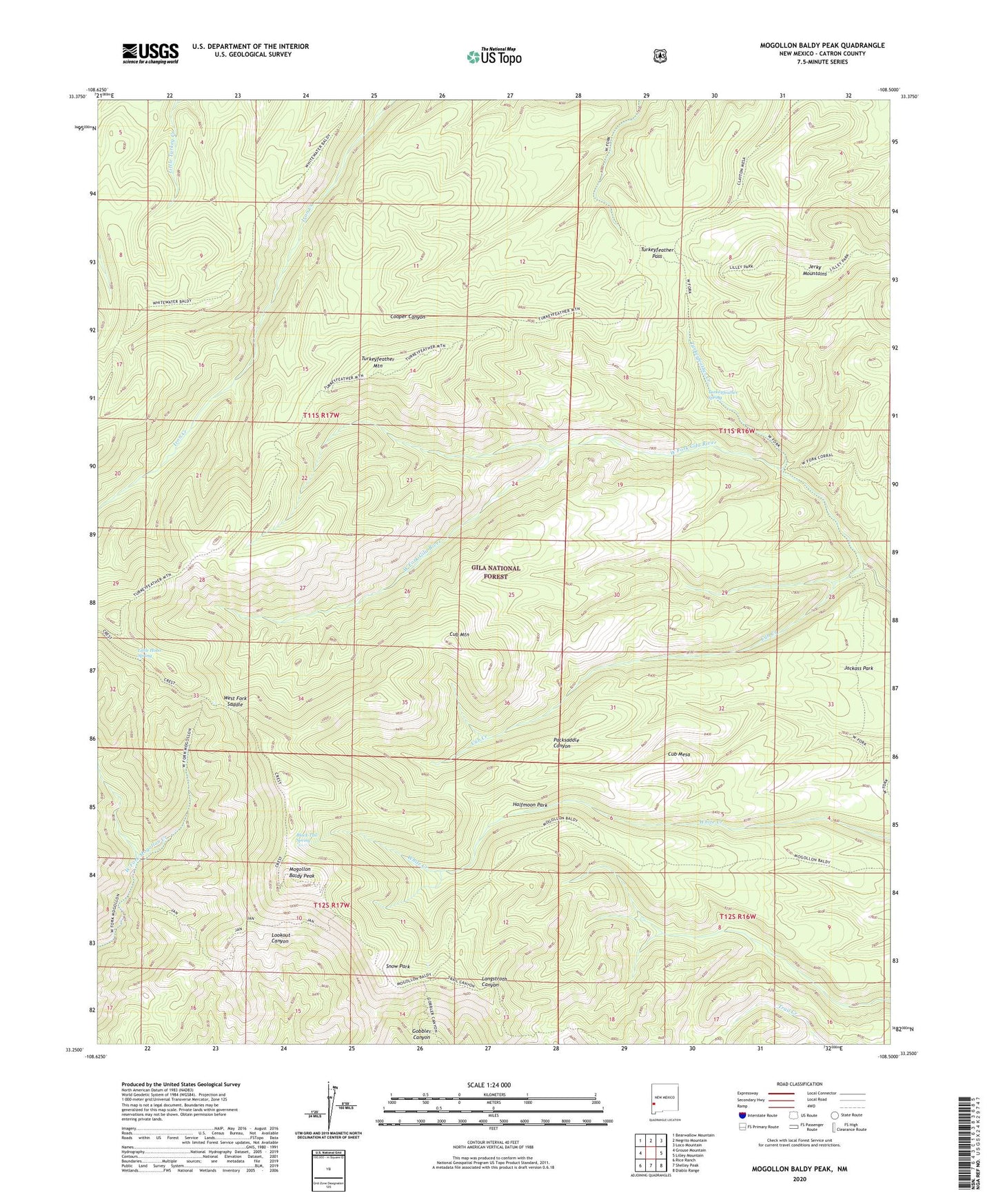 Mogollon Baldy Peak New Mexico US Topo Map Image