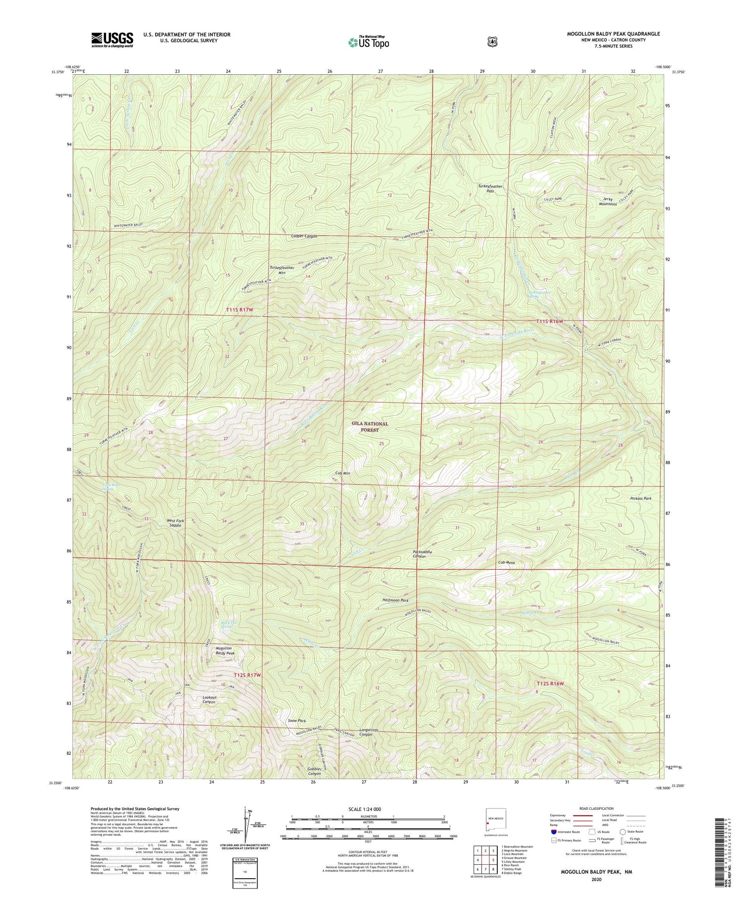 Mogollon Baldy Peak New Mexico US Topo Map Image