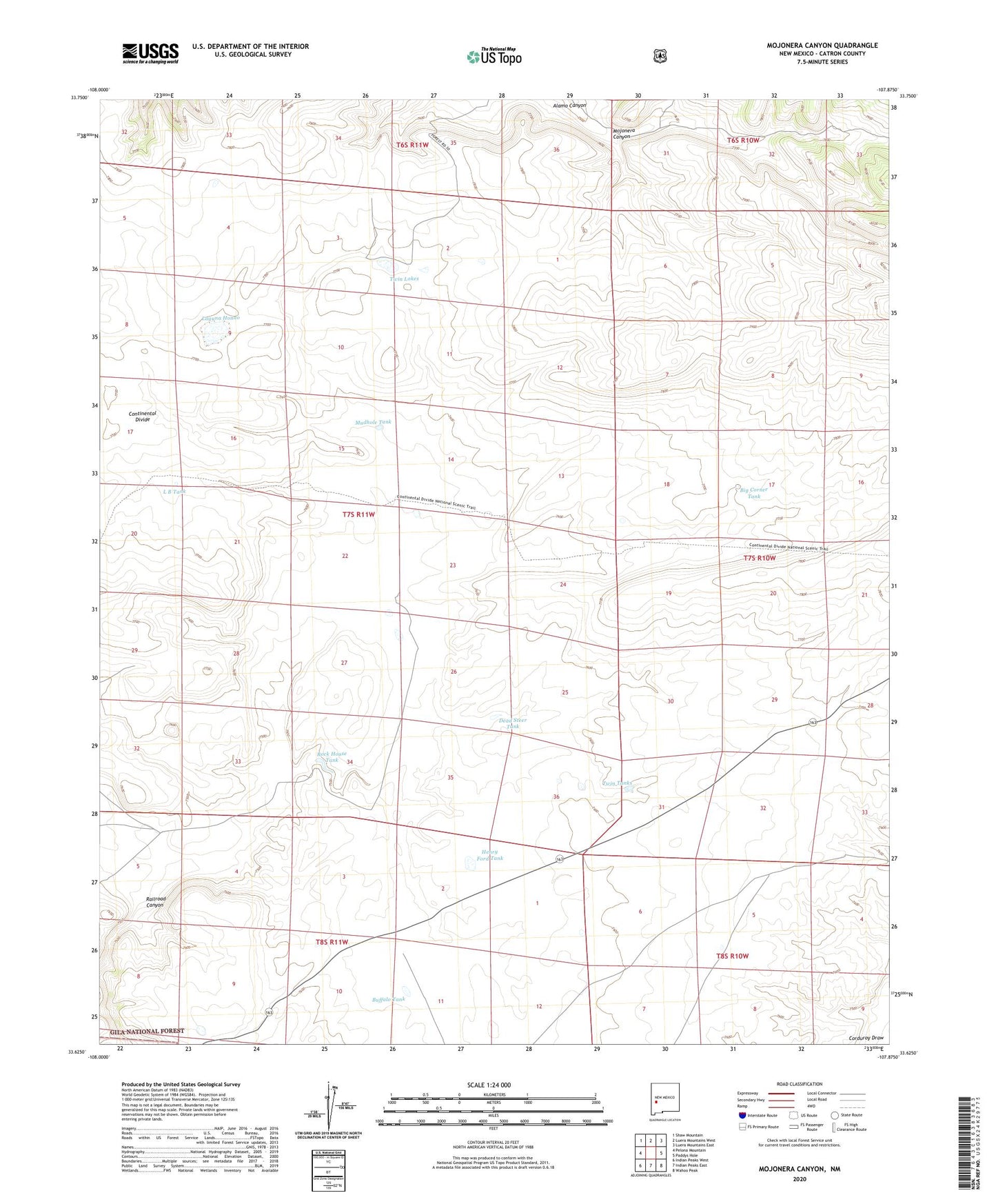 Mojonera Canyon New Mexico US Topo Map Image