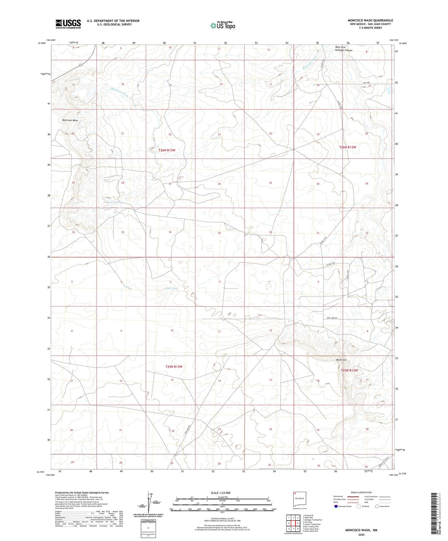 Moncisco Wash New Mexico US Topo Map Image