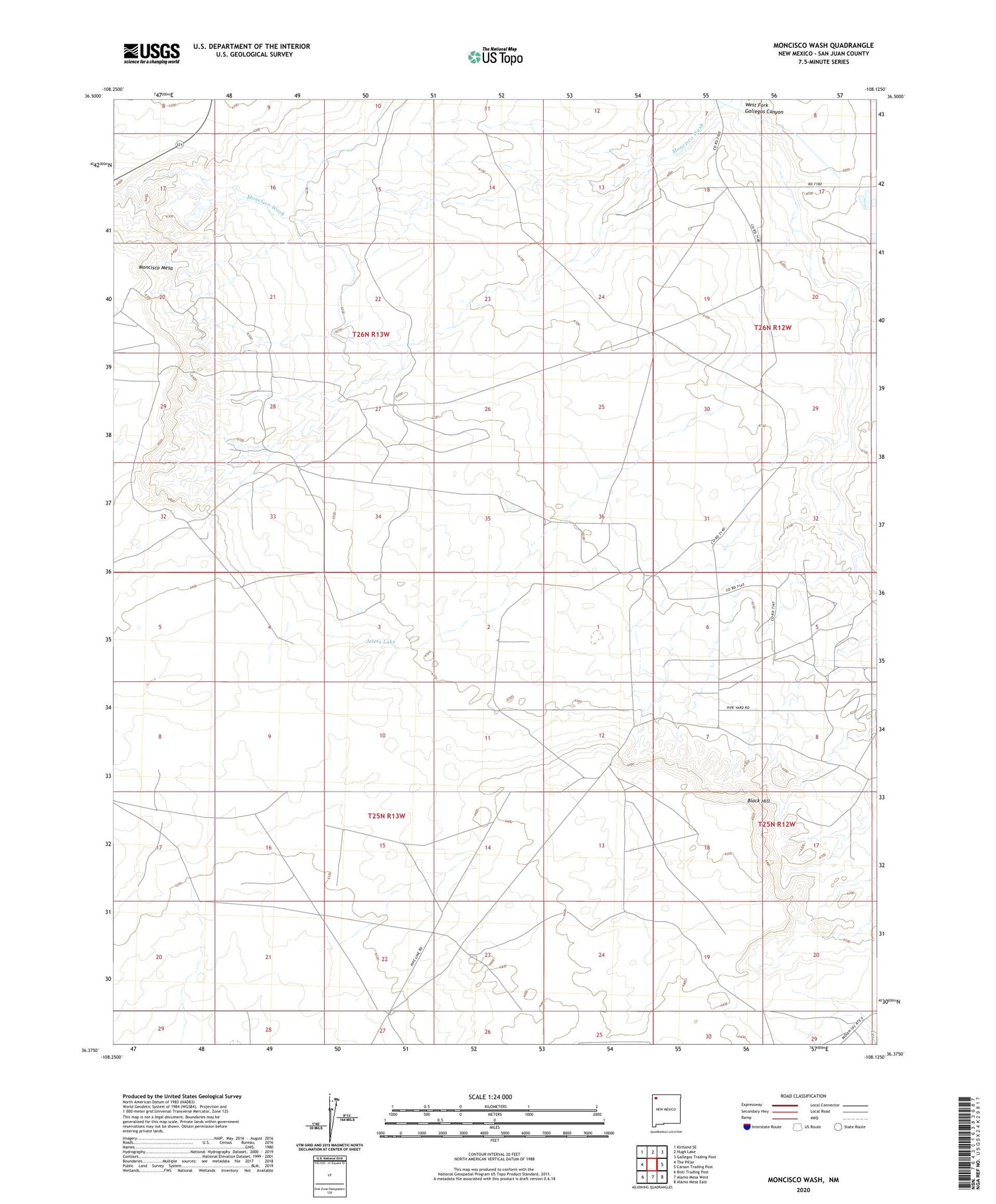 Moncisco Wash New Mexico US Topo Map Image