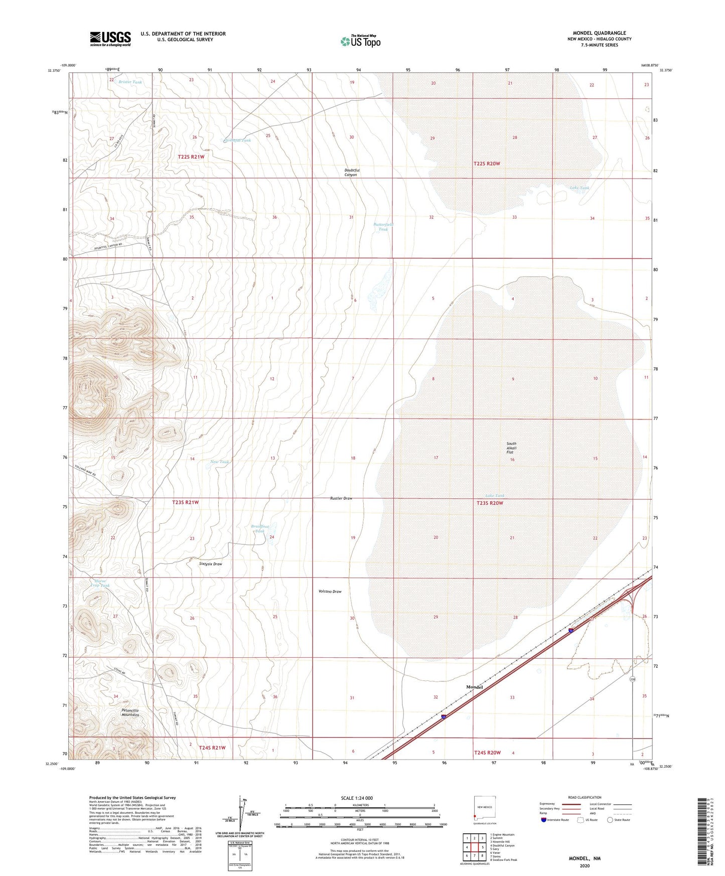 Mondel New Mexico US Topo Map Image