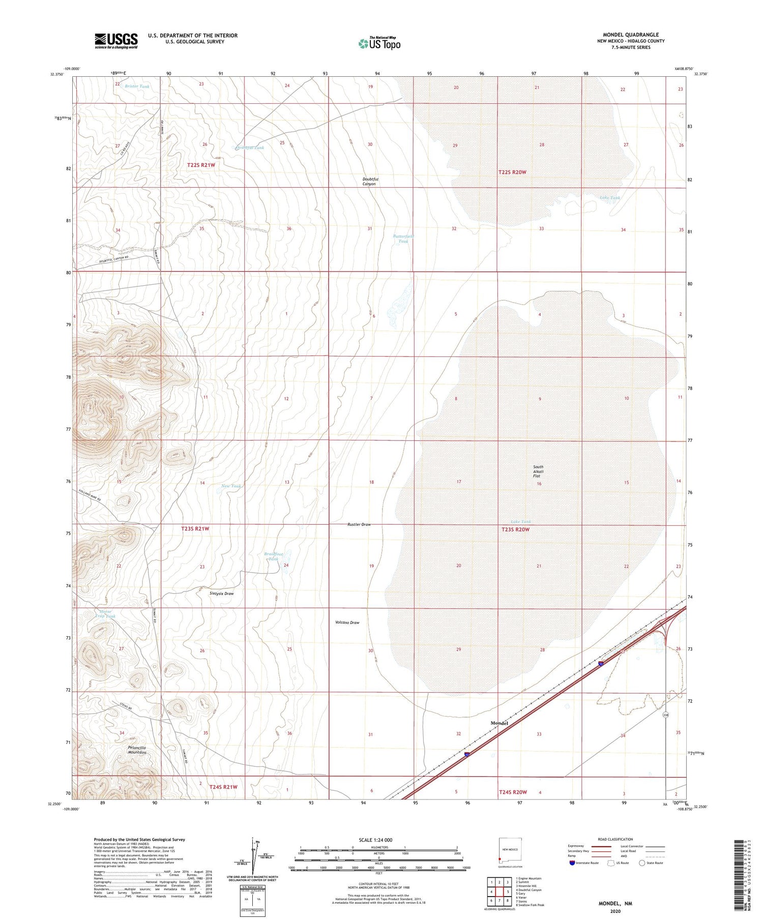 Mondel New Mexico US Topo Map Image