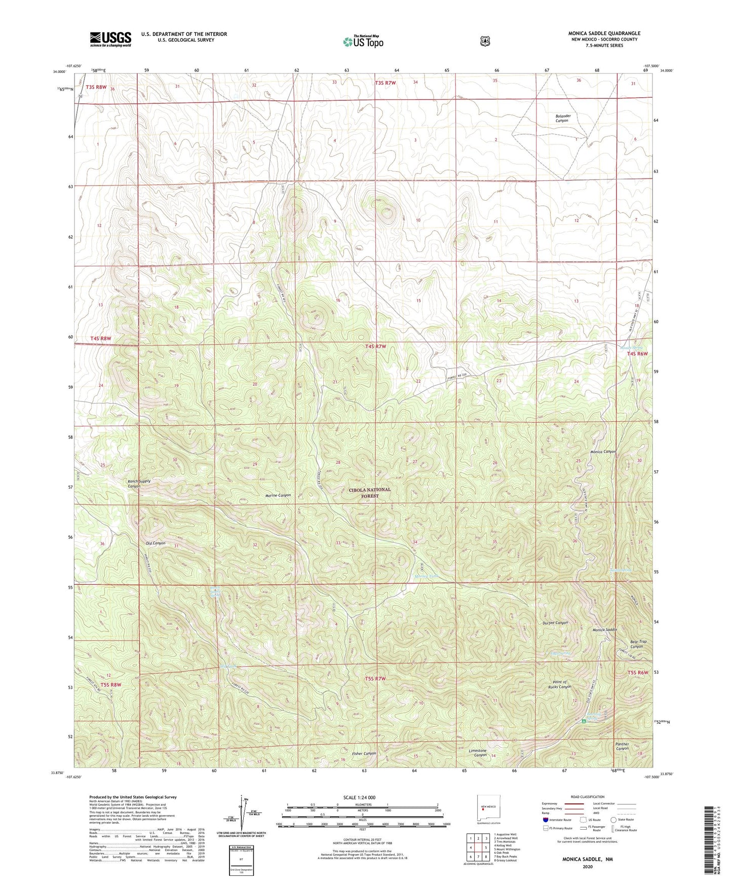 Monica Saddle New Mexico US Topo Map Image
