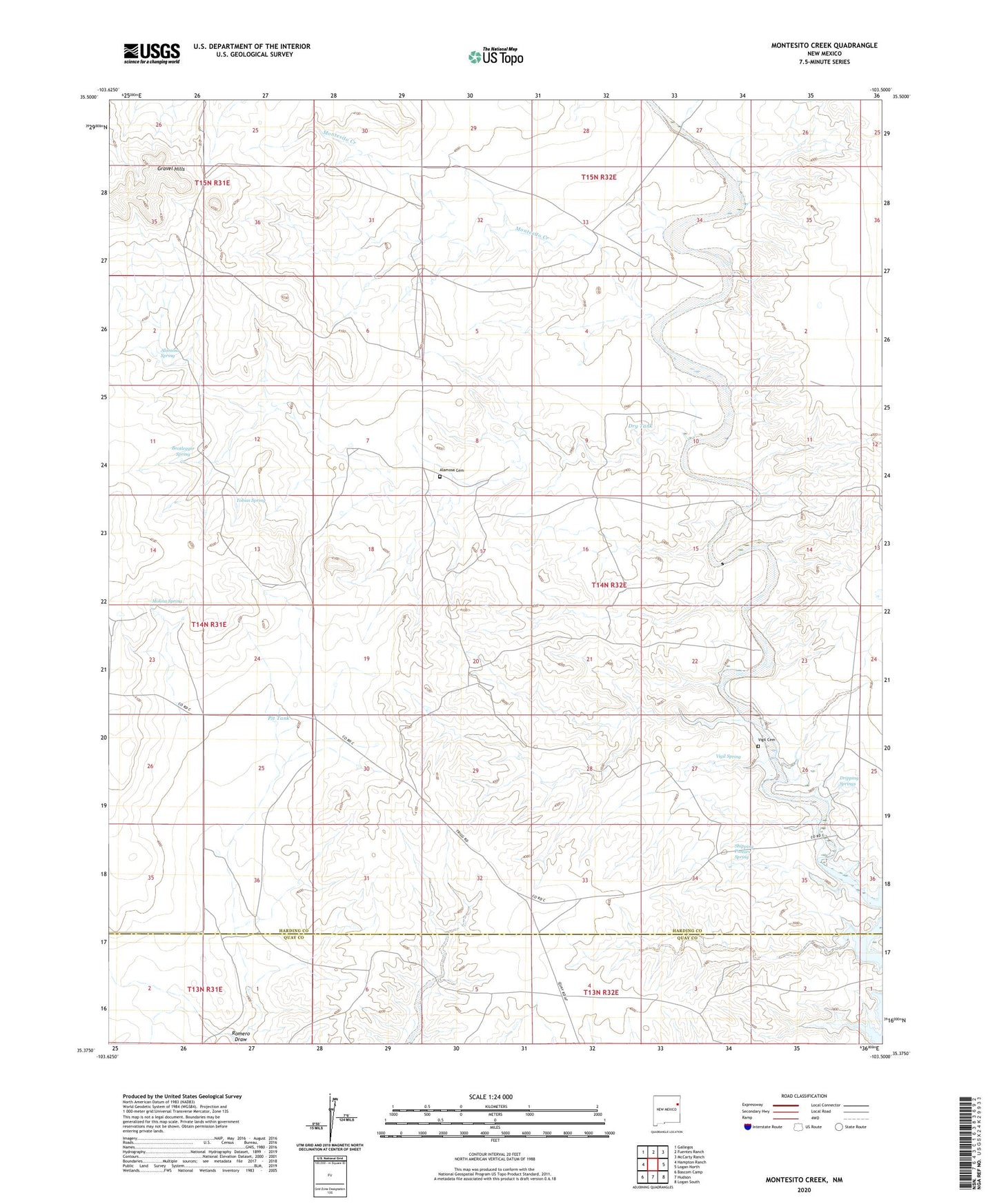 Montesito Creek New Mexico US Topo Map Image