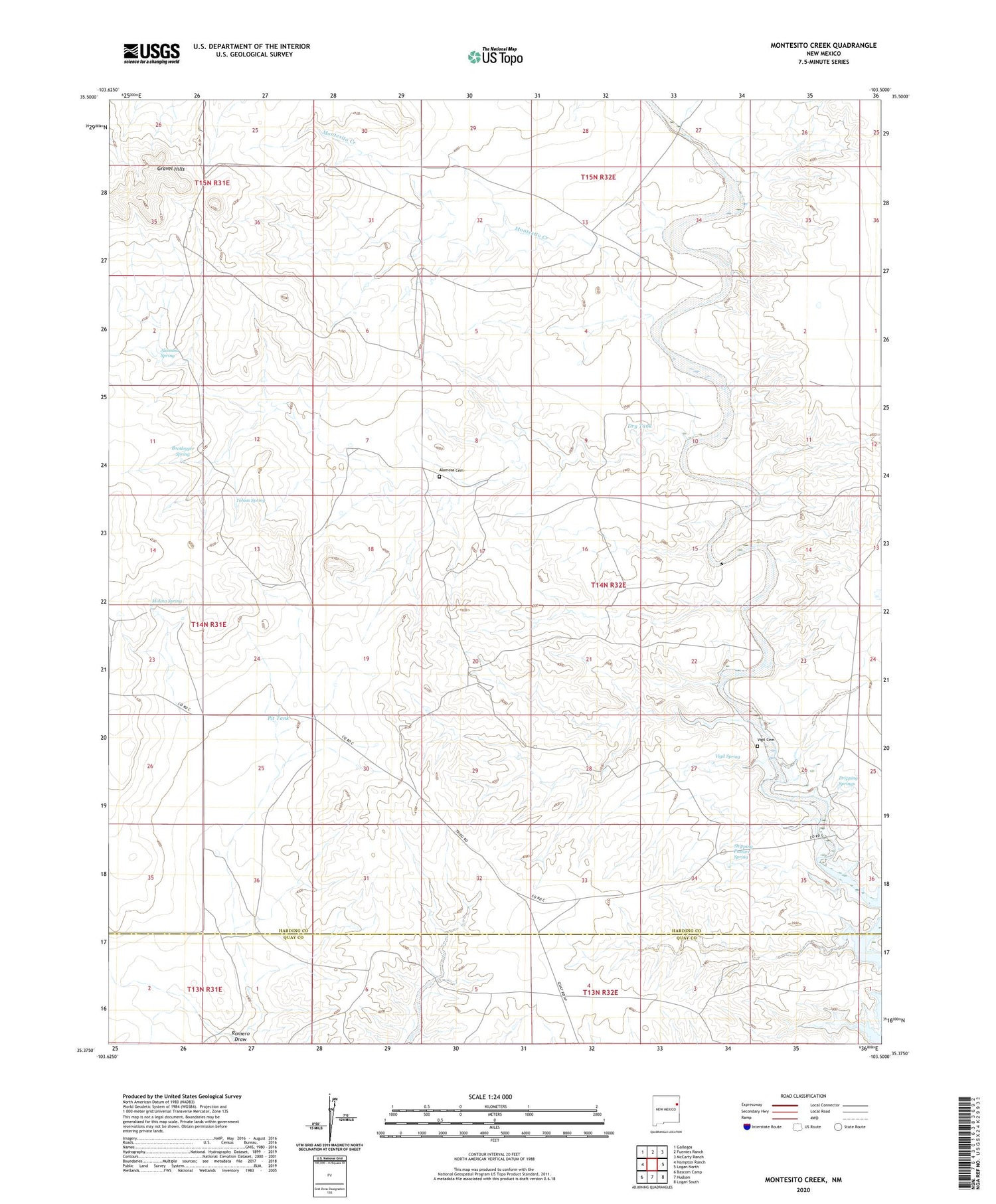 Montesito Creek New Mexico US Topo Map Image