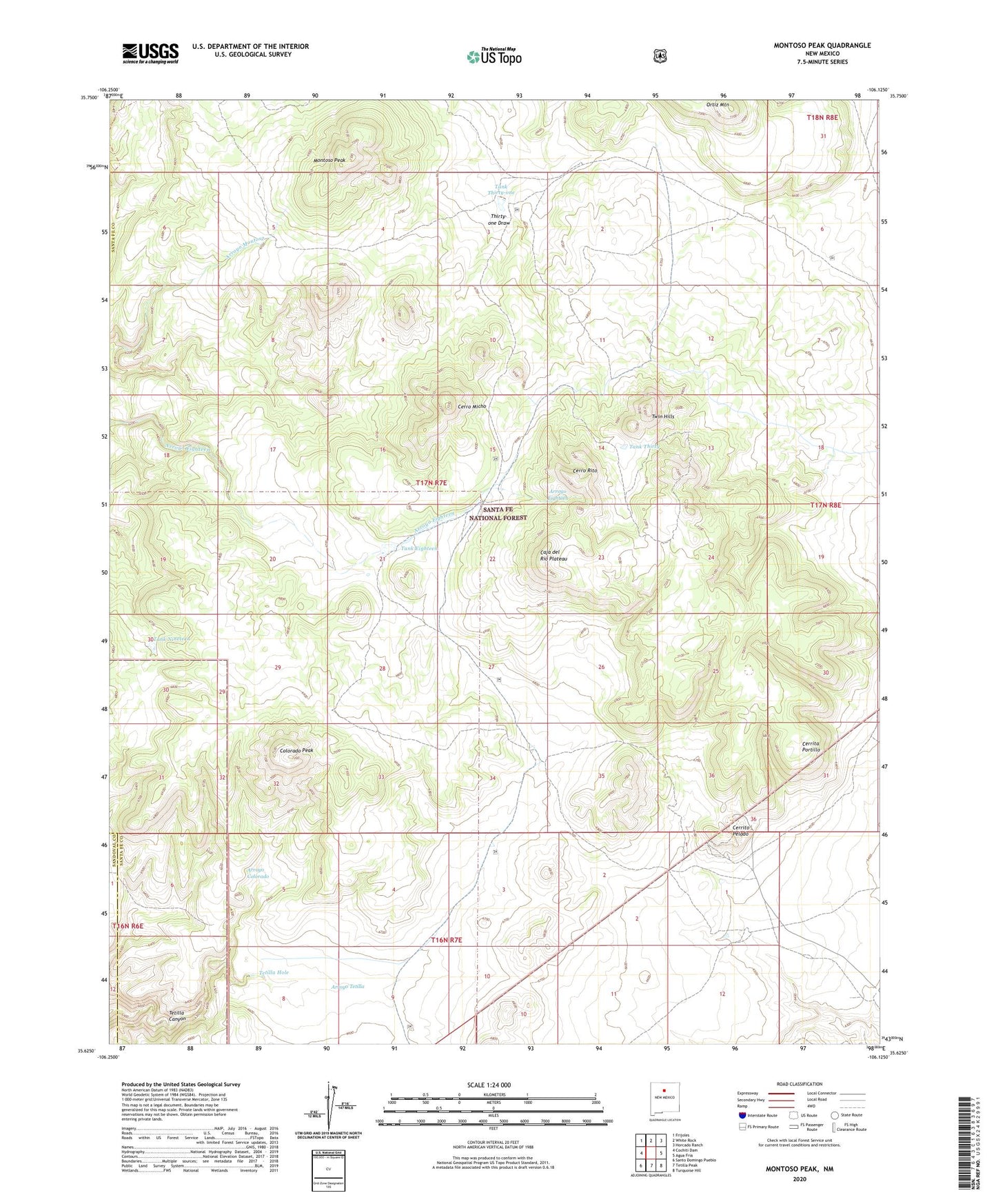Montoso Peak New Mexico US Topo Map Image