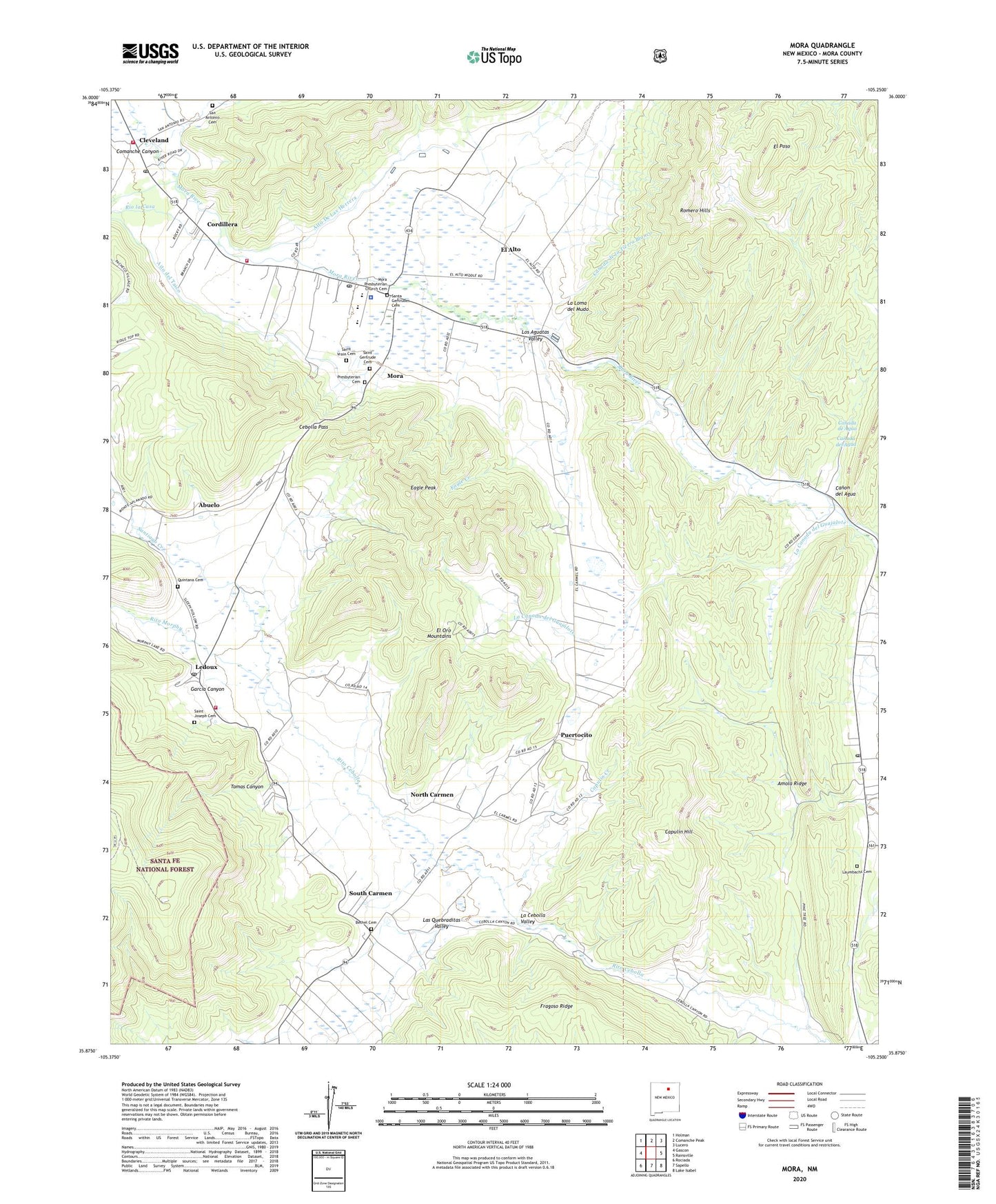 Mora New Mexico US Topo Map Image