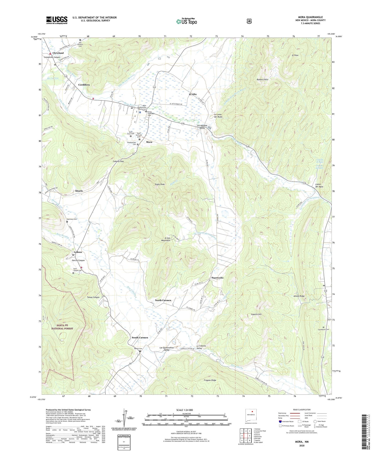 Mora New Mexico US Topo Map Image