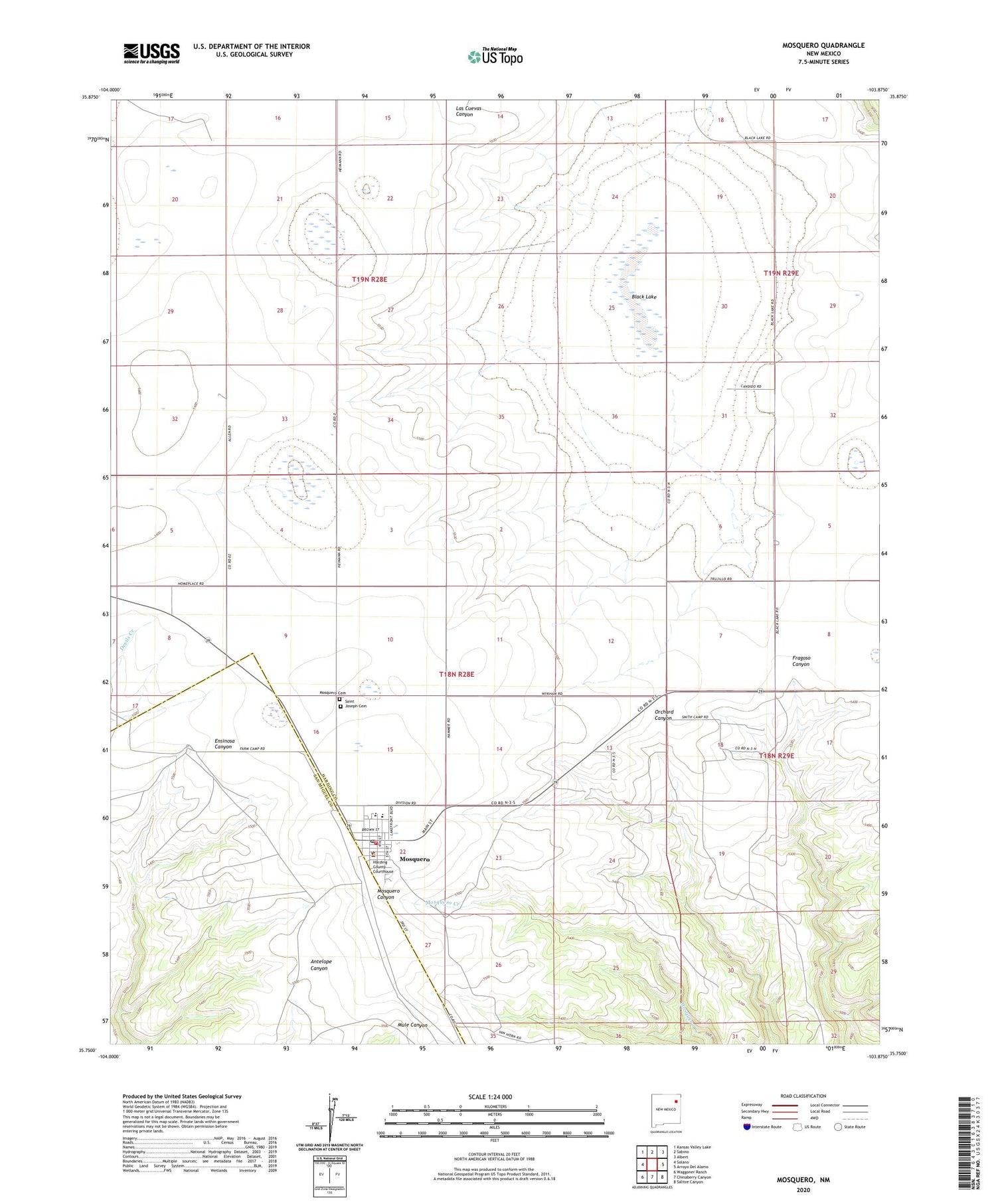 Mosquero New Mexico US Topo Map Image