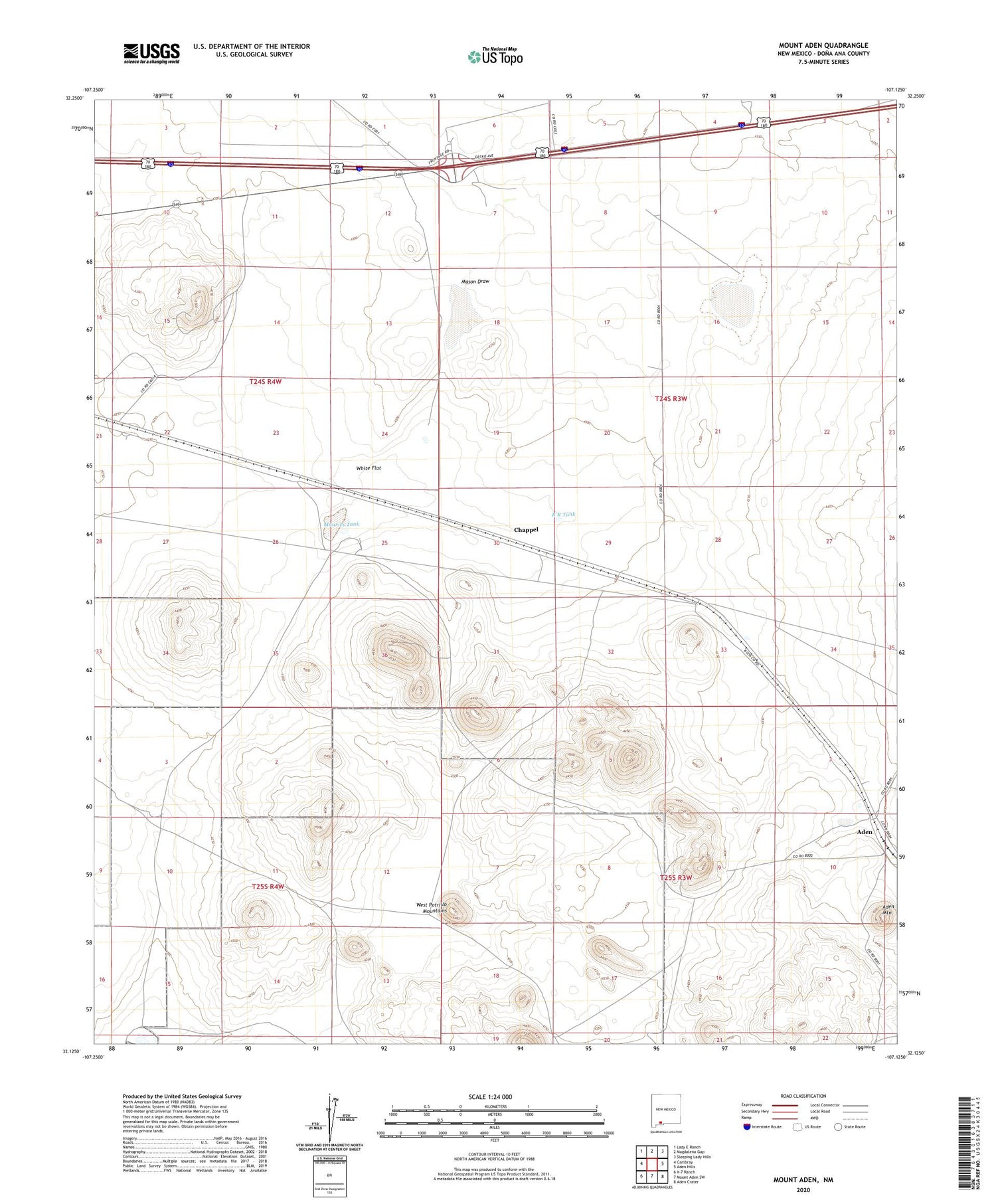 Mount Aden New Mexico US Topo Map Image