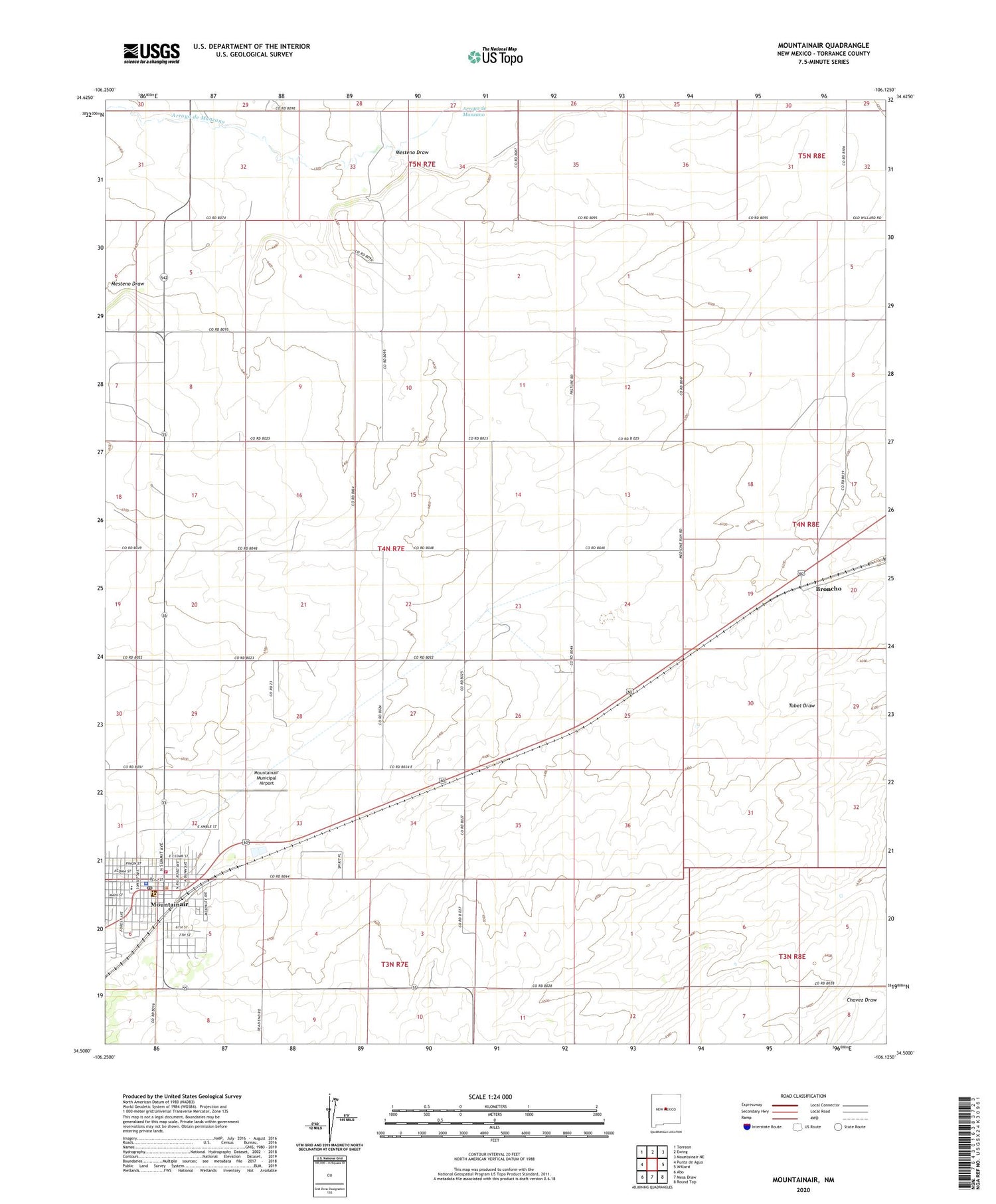 Mountainair New Mexico US Topo Map Image