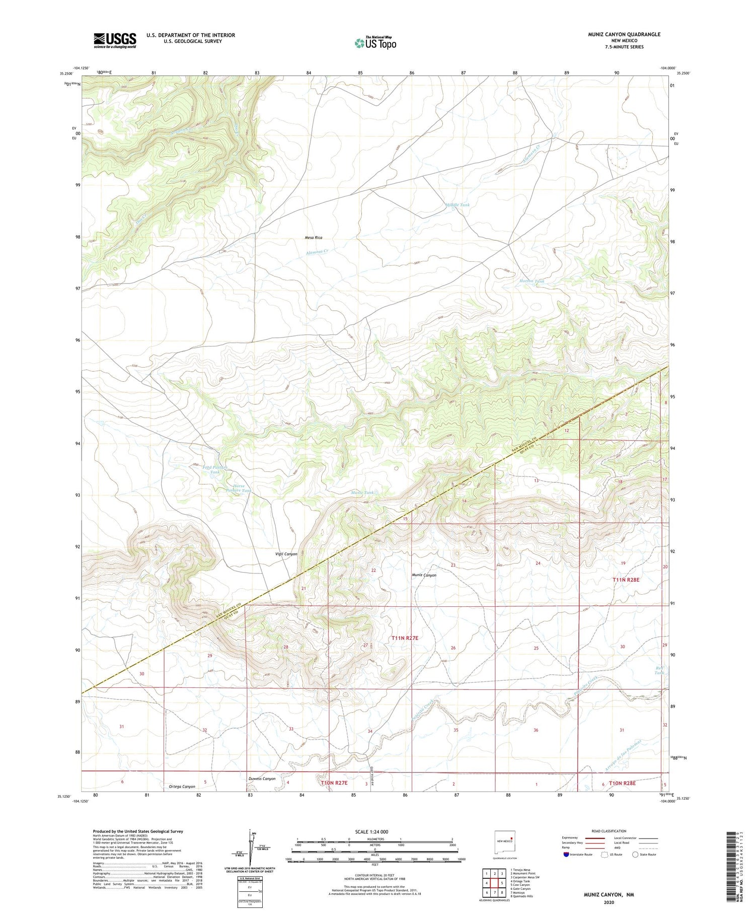 Muniz Canyon New Mexico US Topo Map Image