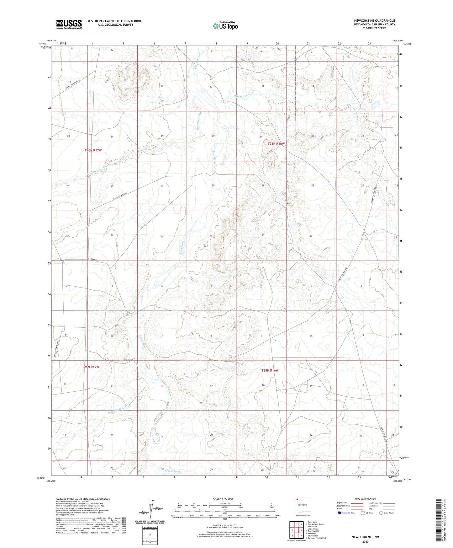 Newcomb NE New Mexico US Topo Map Image