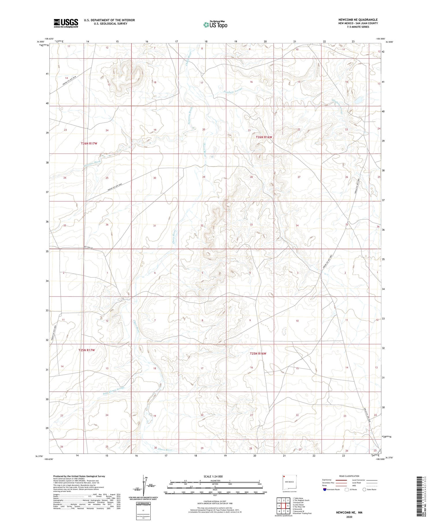 Newcomb NE New Mexico US Topo Map Image