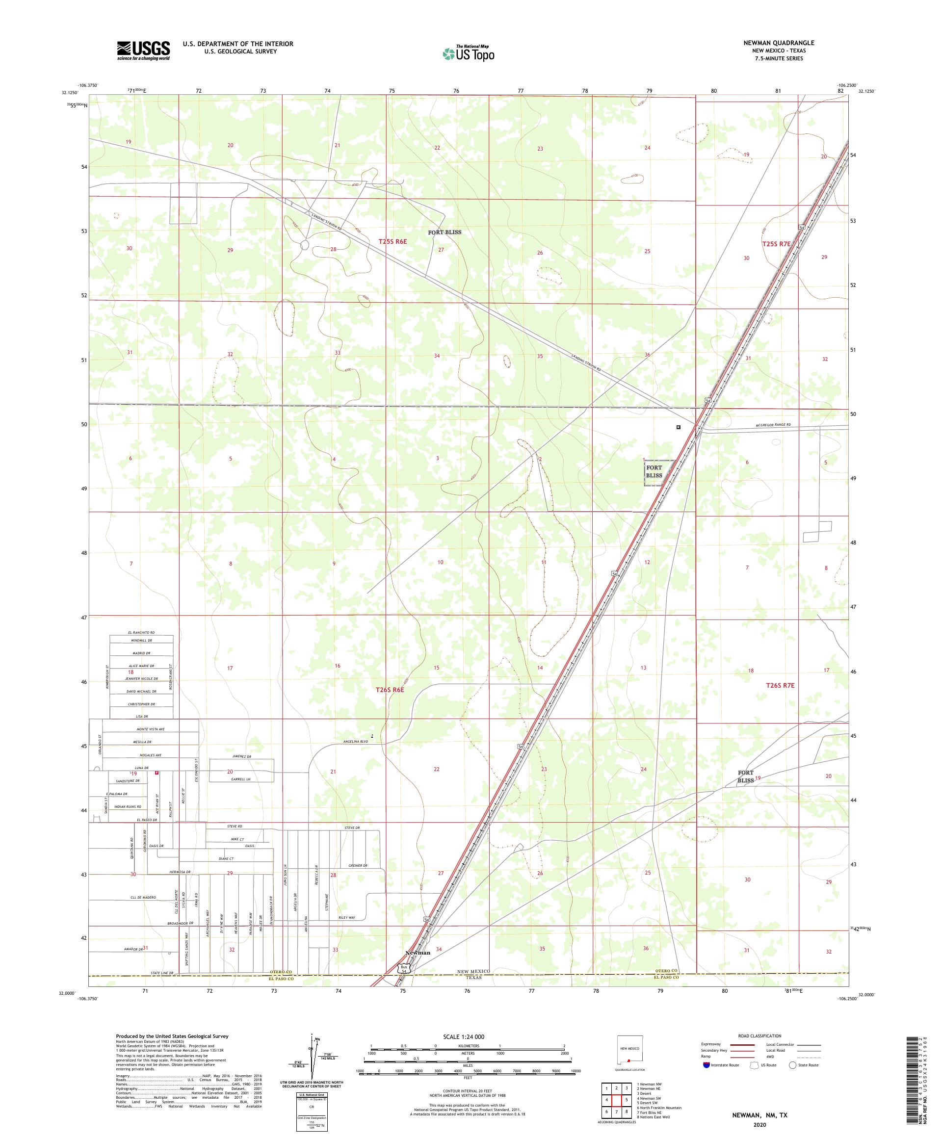 Newman New Mexico US Topo Map – MyTopo Map Store