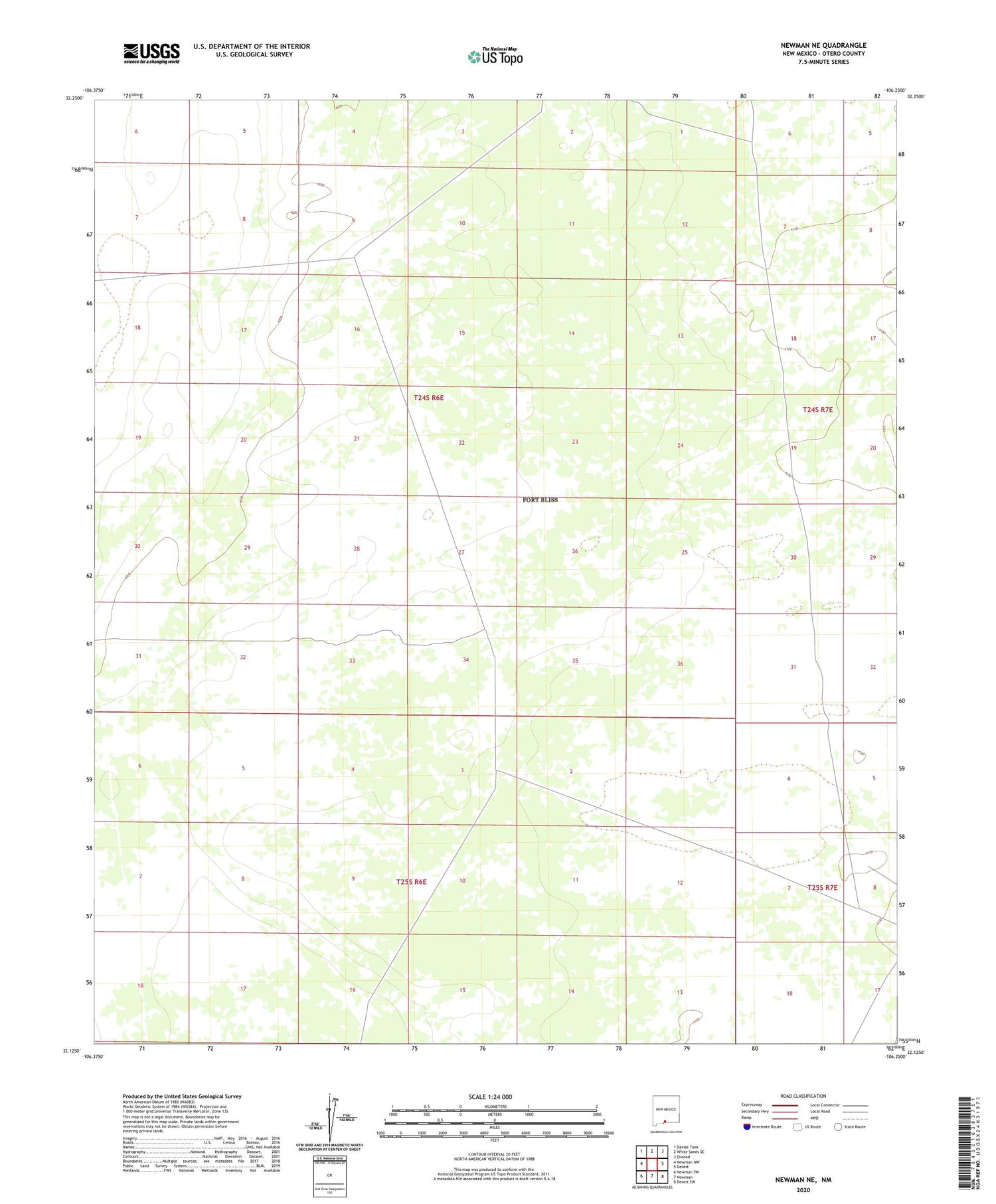 Newman NE New Mexico US Topo Map Image