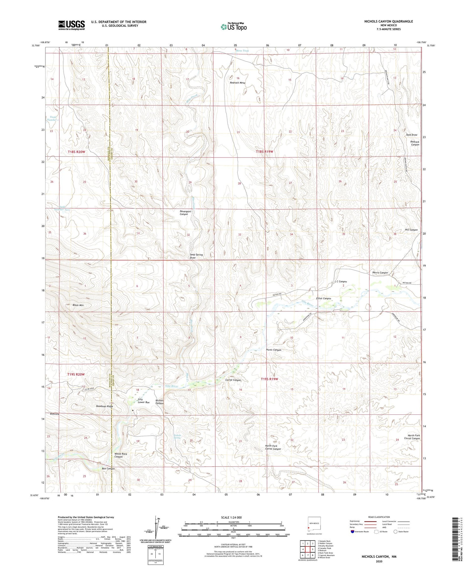 Nichols Canyon New Mexico US Topo Map Image