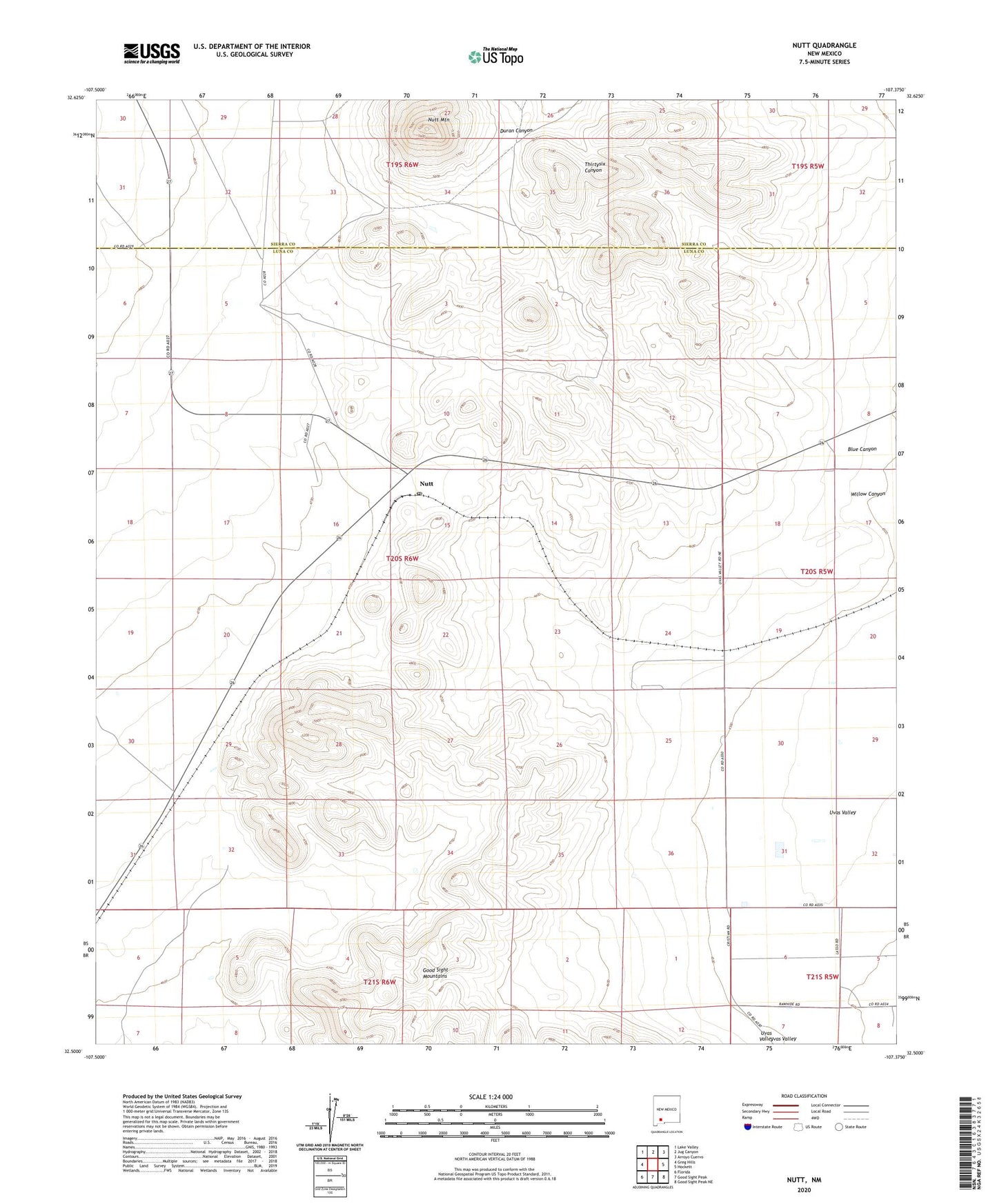 Nutt New Mexico US Topo Map Image