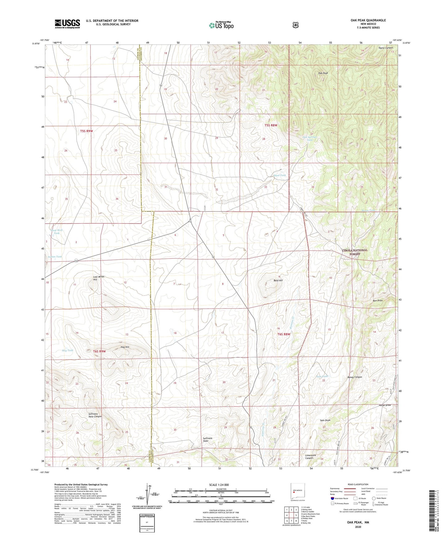 Oak Peak New Mexico US Topo Map Image
