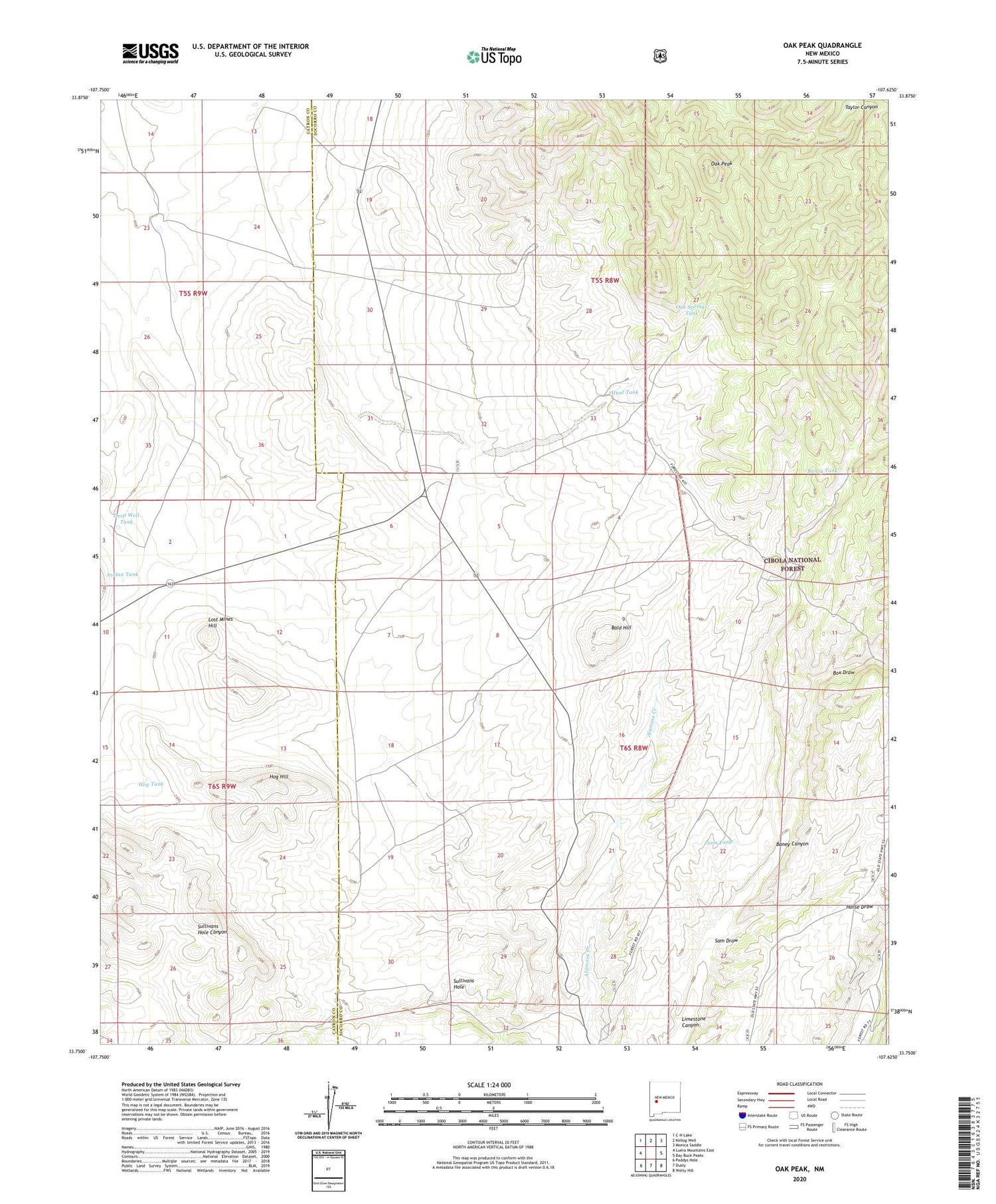 Oak Peak New Mexico US Topo Map Image