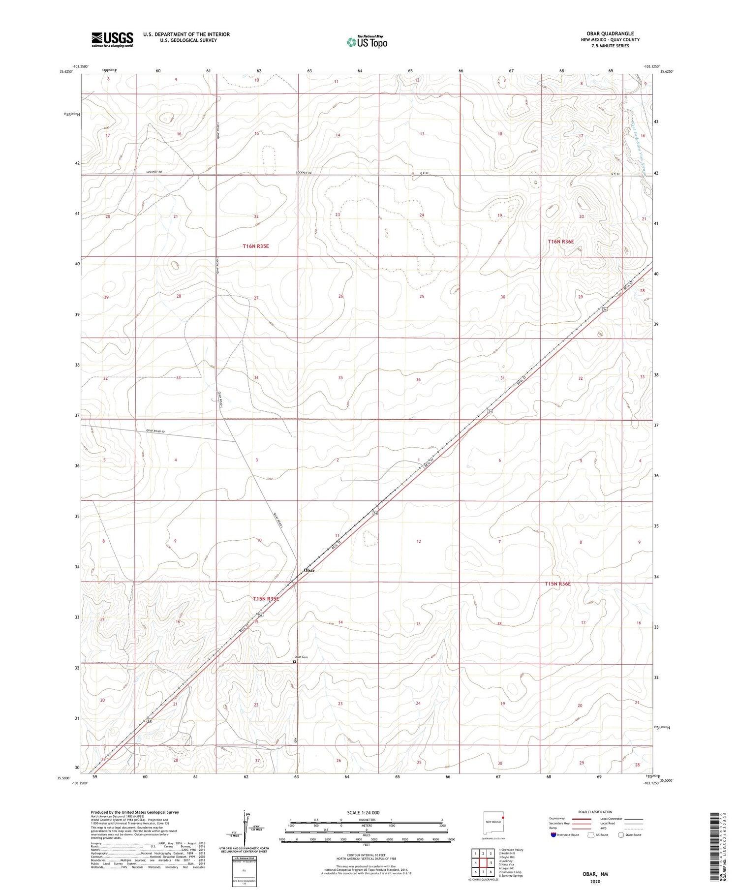 Obar New Mexico US Topo Map Image