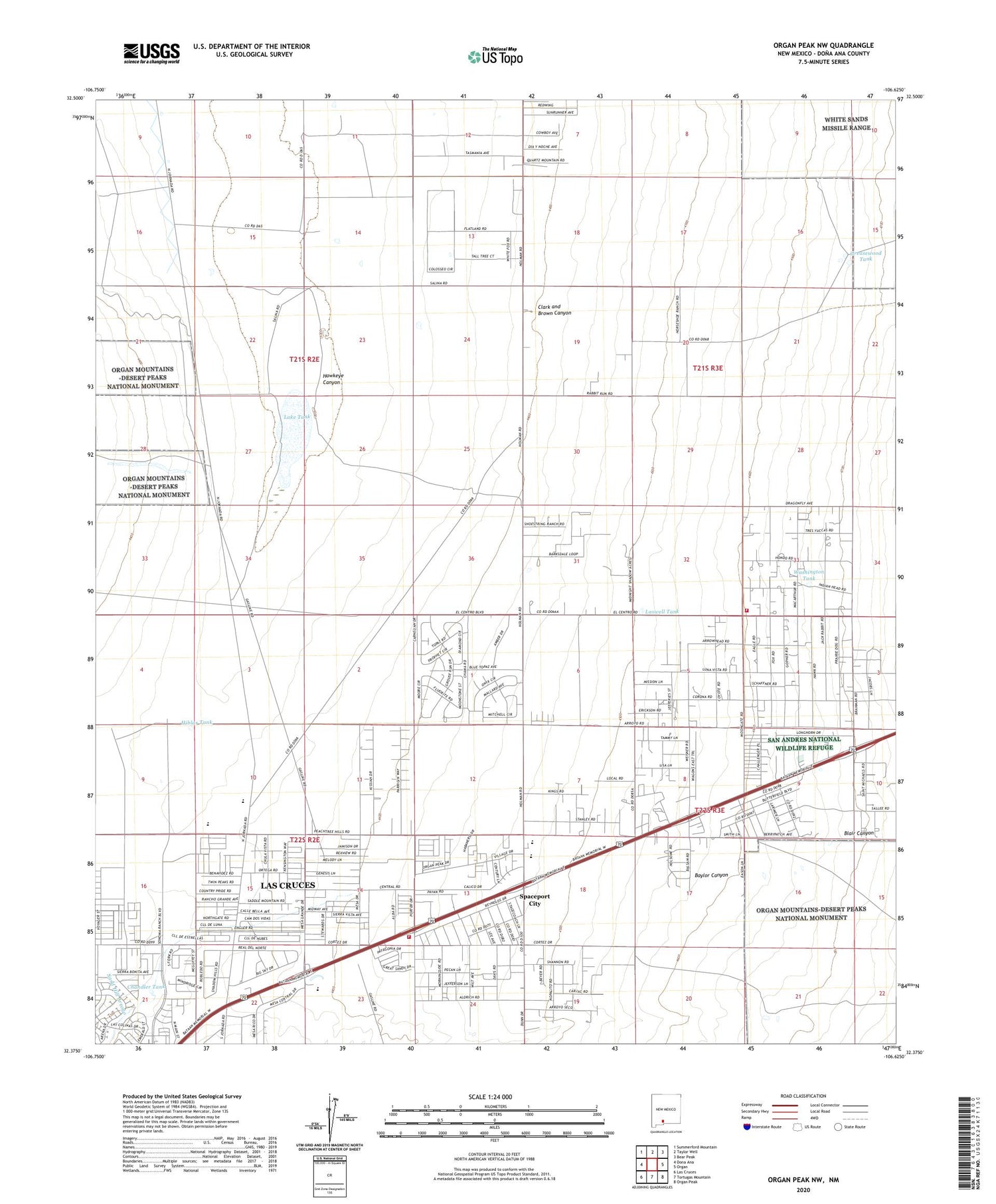 Organ Peak NW New Mexico US Topo Map Image